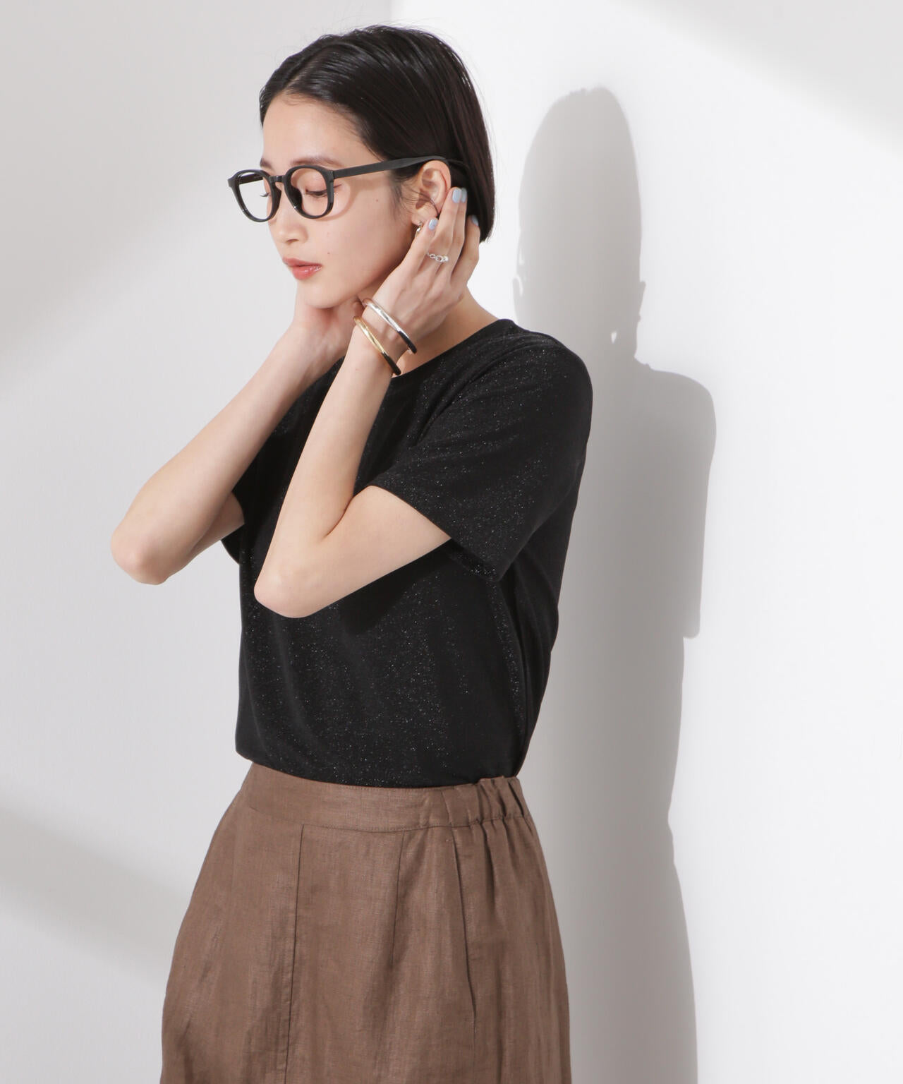 ラメカットクルーネックＴシャツ 6735124320