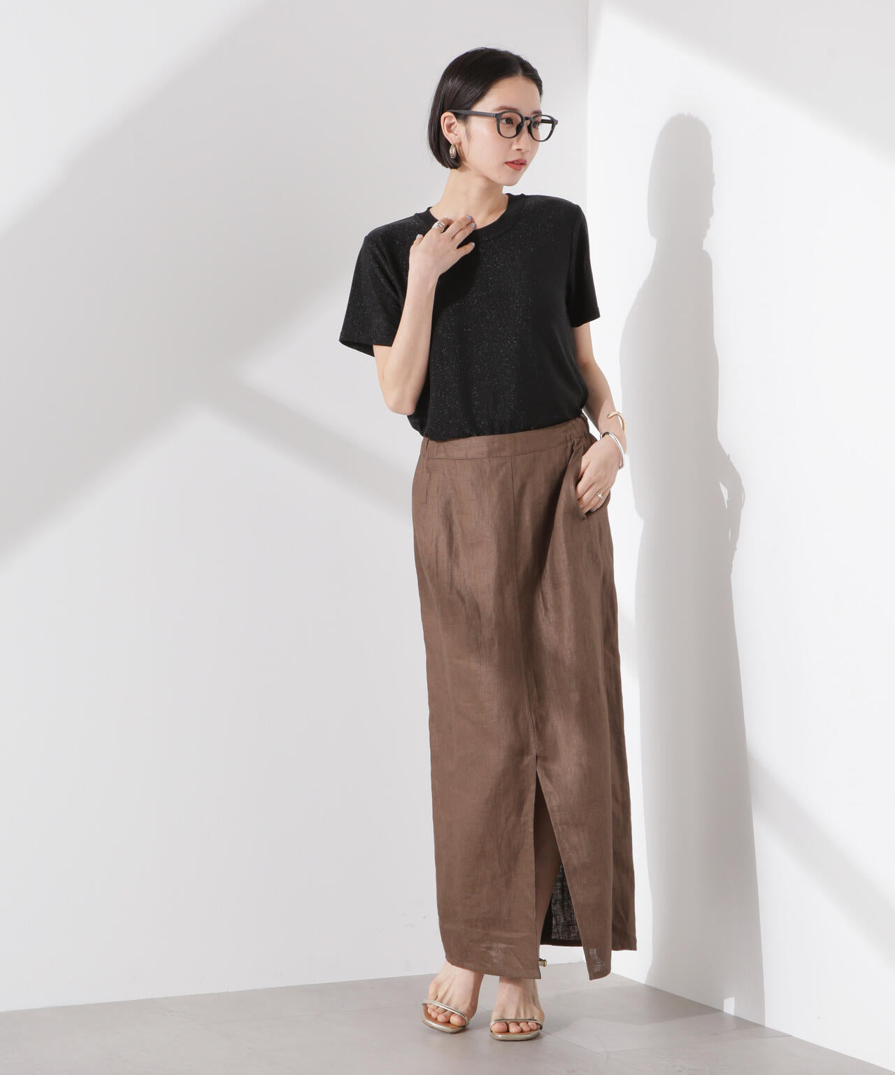 ラメカットクルーネックＴシャツ 6735124320