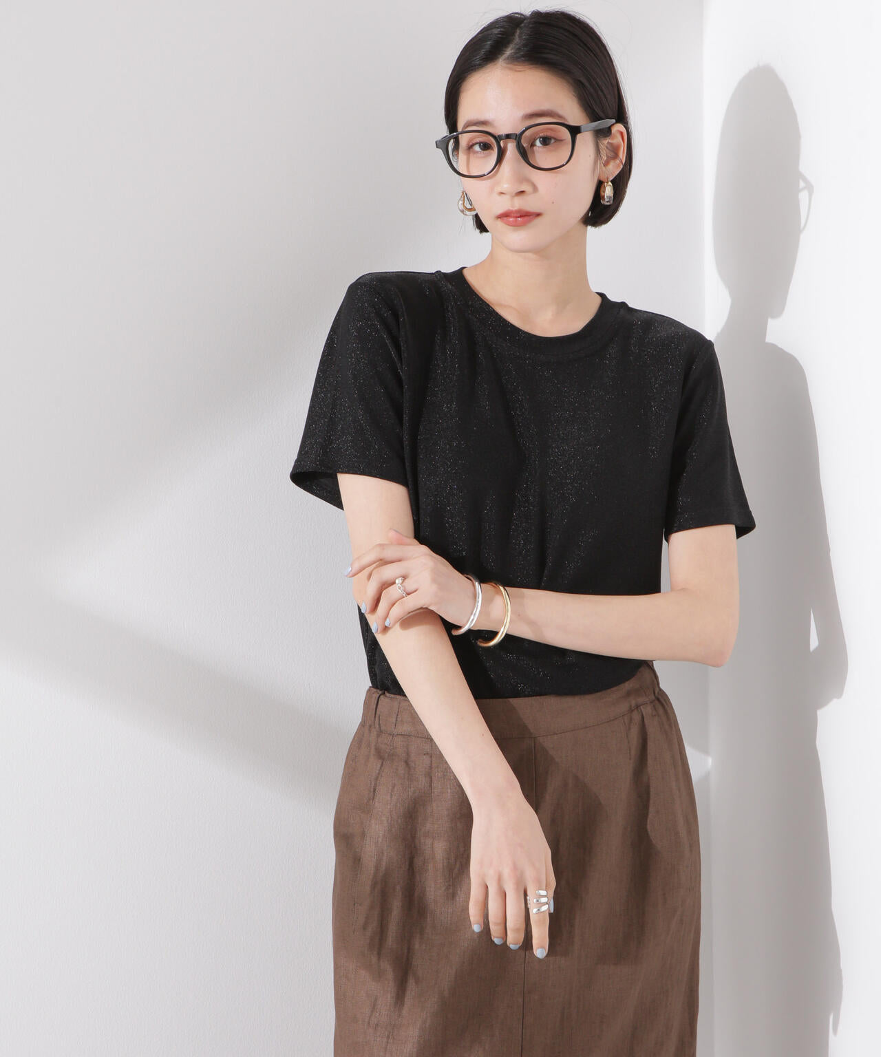 ラメカットクルーネックＴシャツ 6735124320