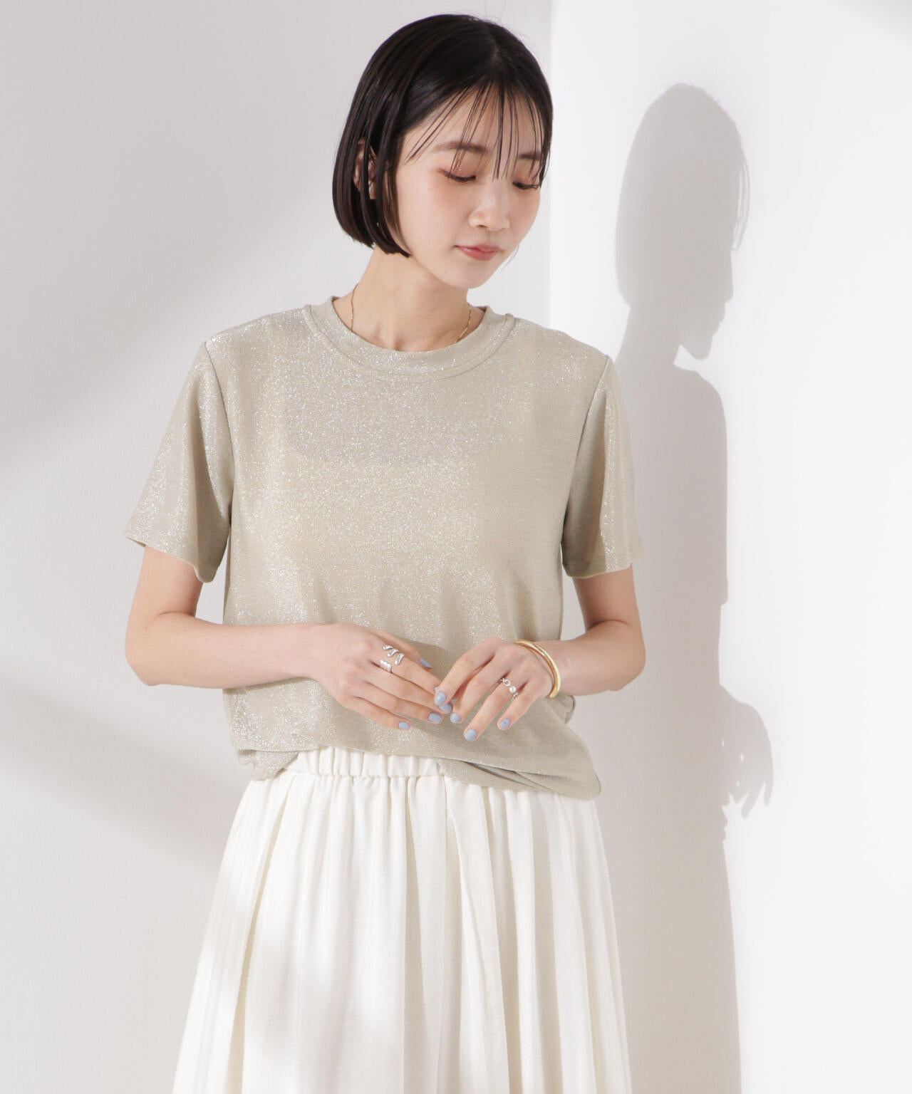 ラメカットクルーネックＴシャツ 6735124320