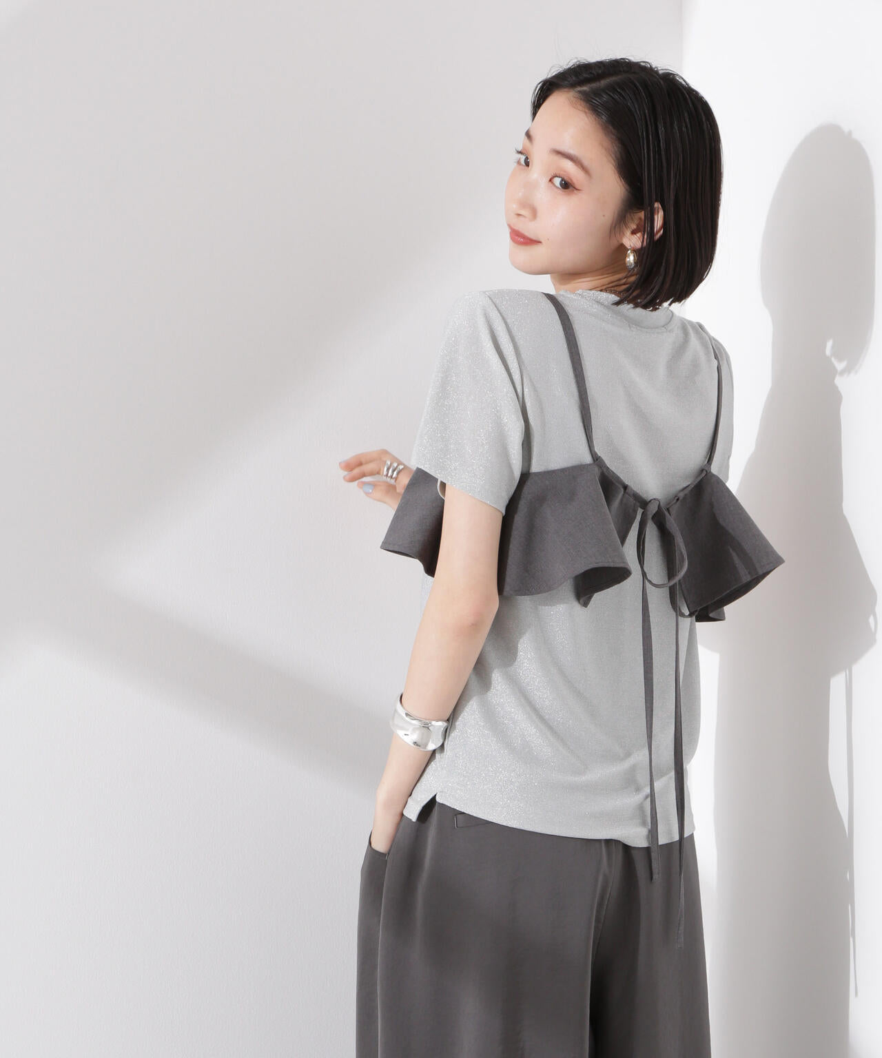 ラメカットクルーネックＴシャツ 6735124320