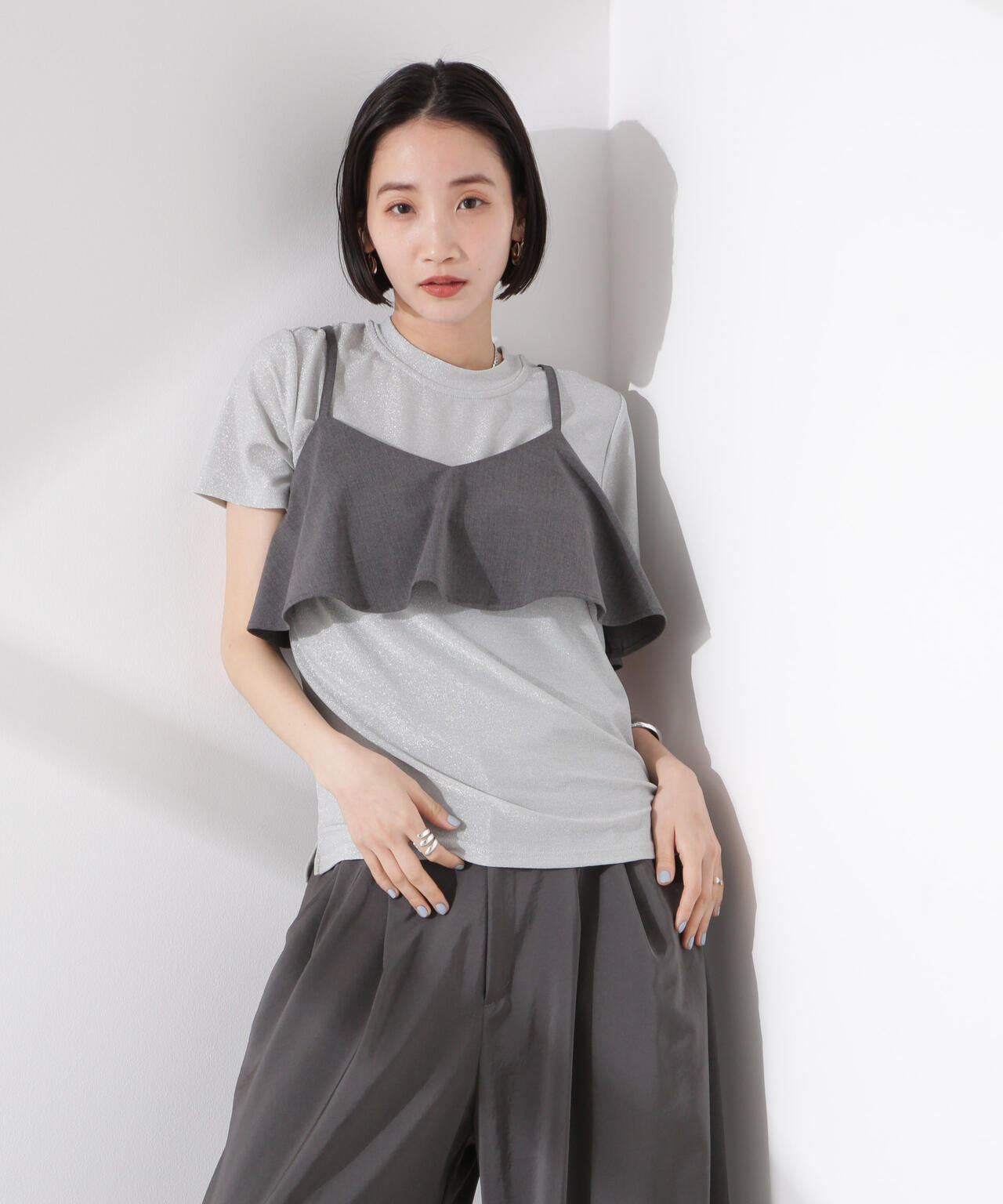 ラメカットクルーネックＴシャツ 6735124320