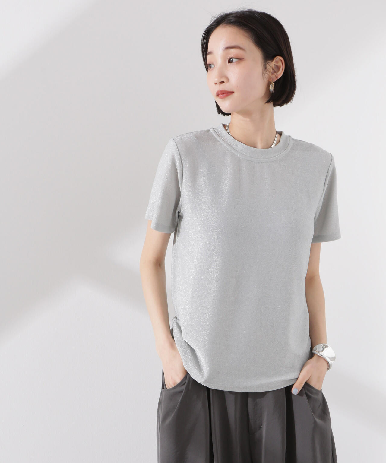 ラメカットクルーネックＴシャツ 6735124320
