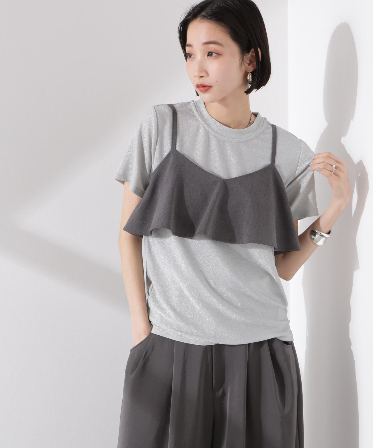 ラメカットクルーネックＴシャツ 6735124320