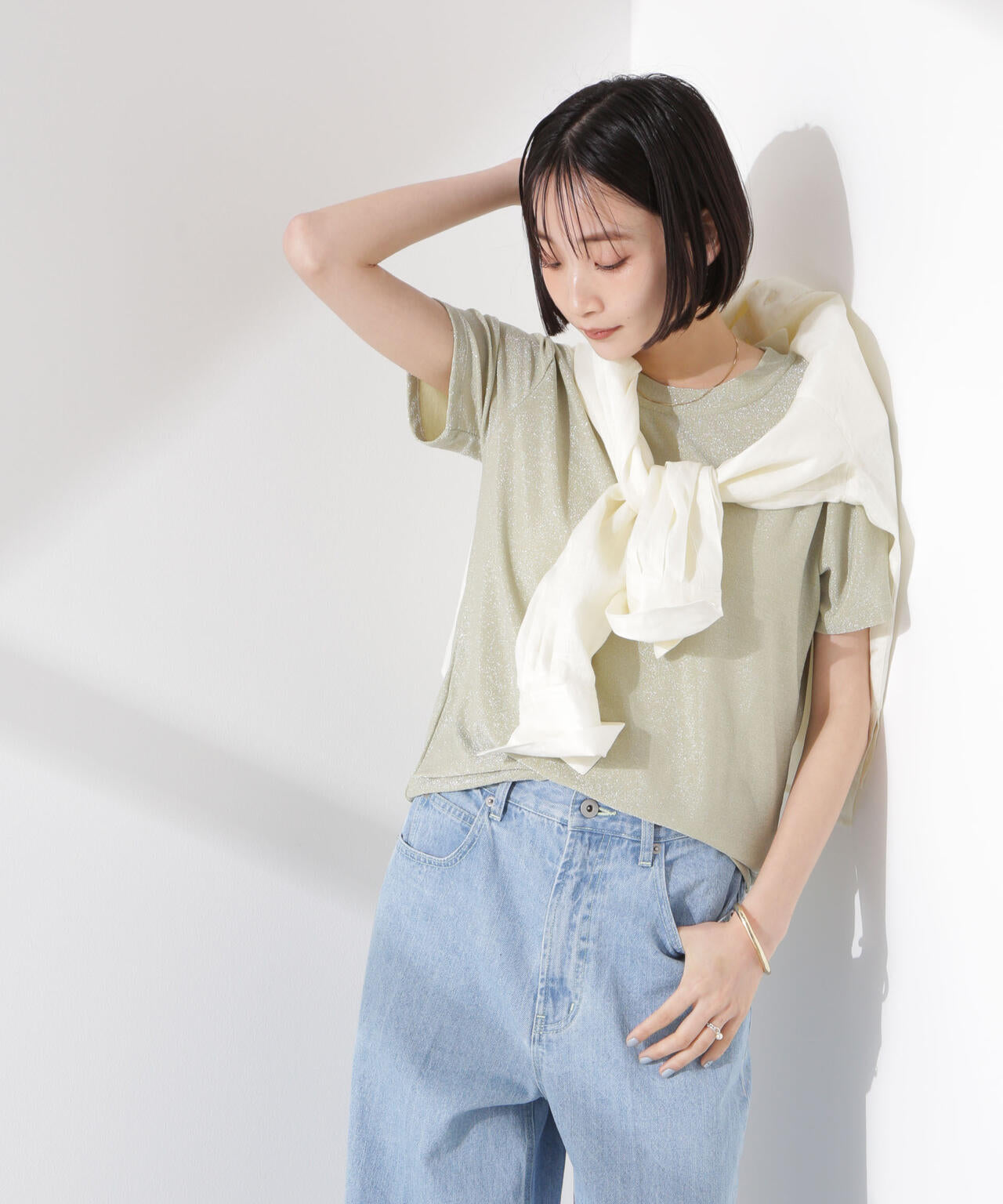 ラメカットクルーネックＴシャツ 6735124320