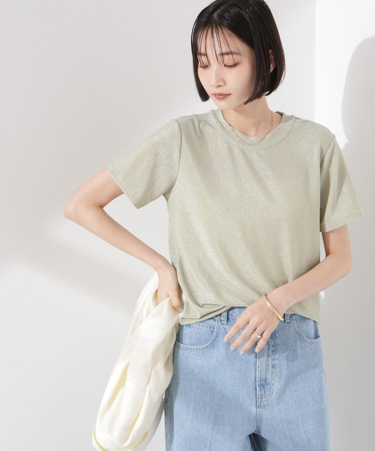 ラメカットクルーネックＴシャツ 6735124320