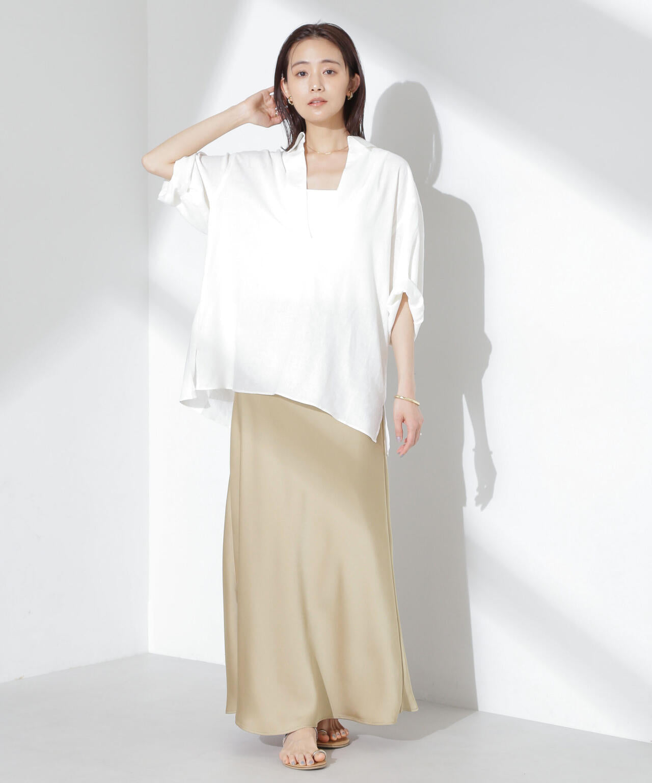 サテンフレアスカート 6735130313