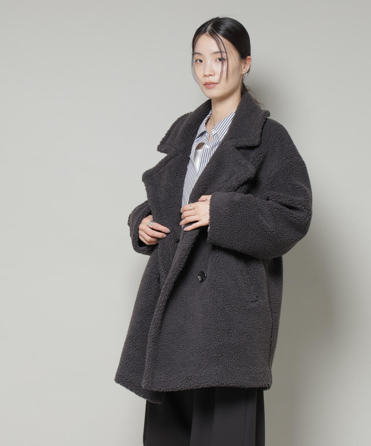 ボアワイドダブルボタンコート 6735211307