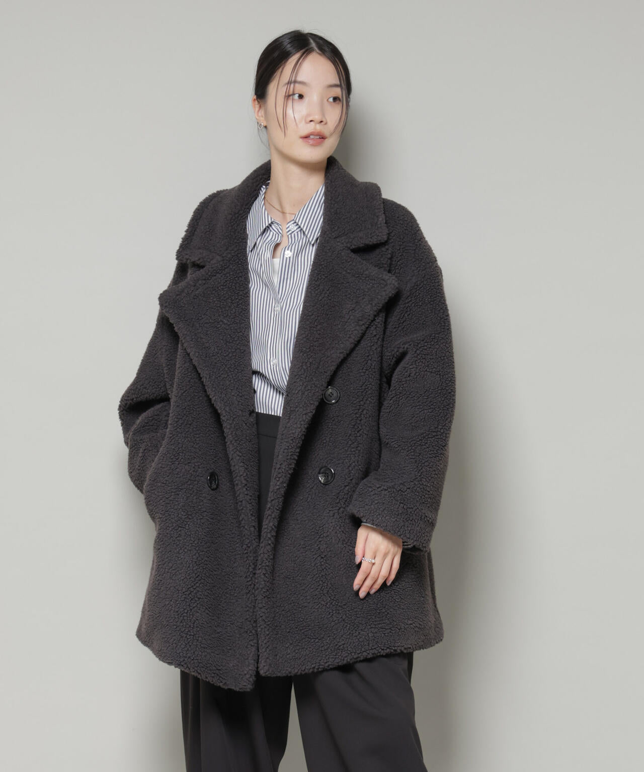 ボアワイドダブルボタンコート 6735211307