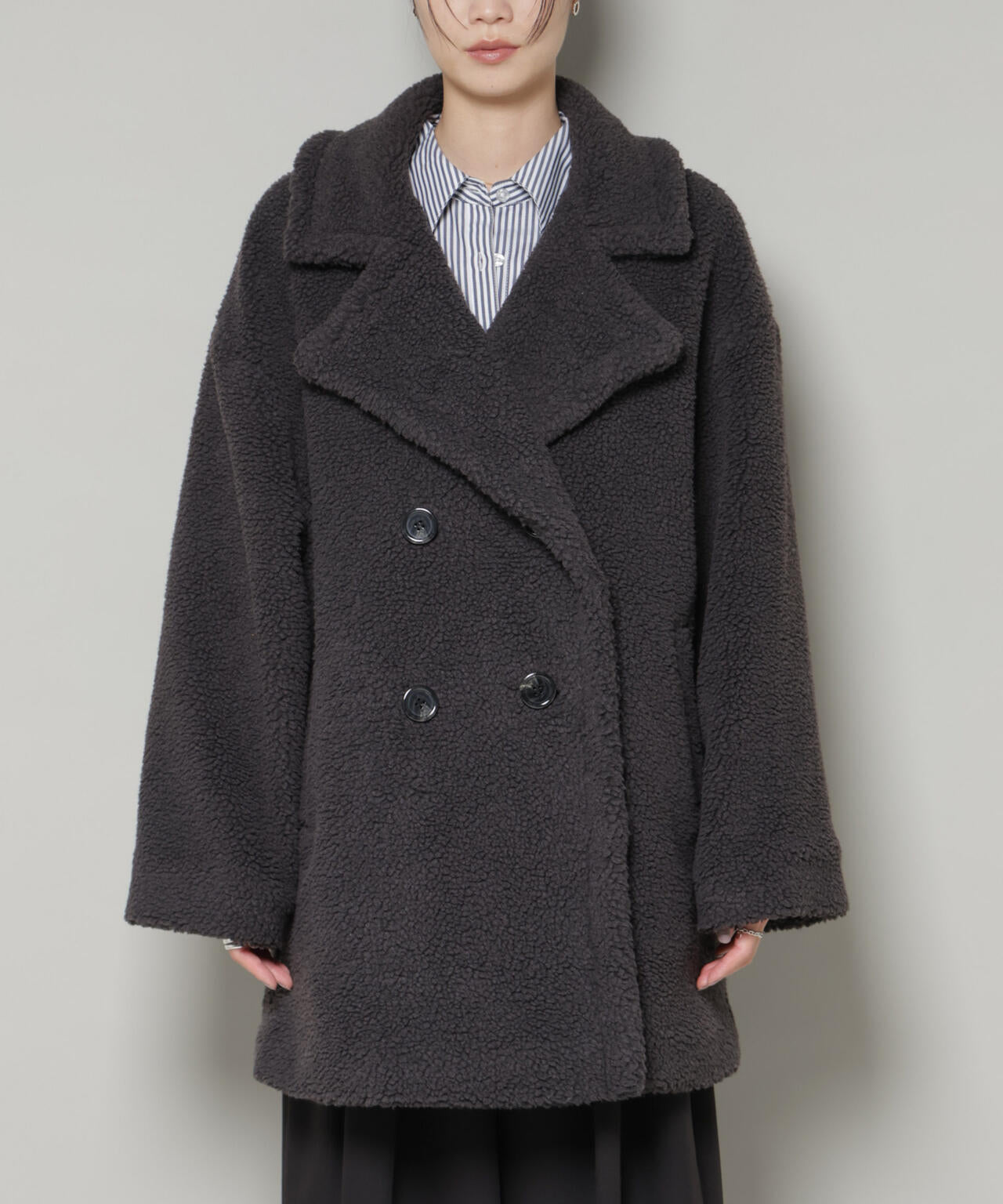 ボアワイドダブルボタンコート 6735211307