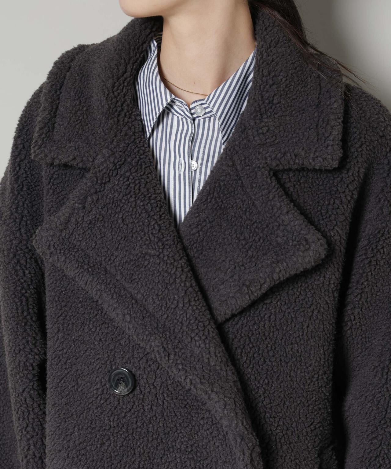 ボアワイドダブルボタンコート 6735211307