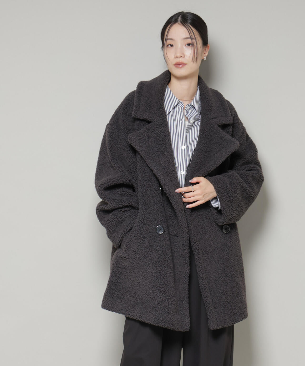 ボアワイドダブルボタンコート 6735211307