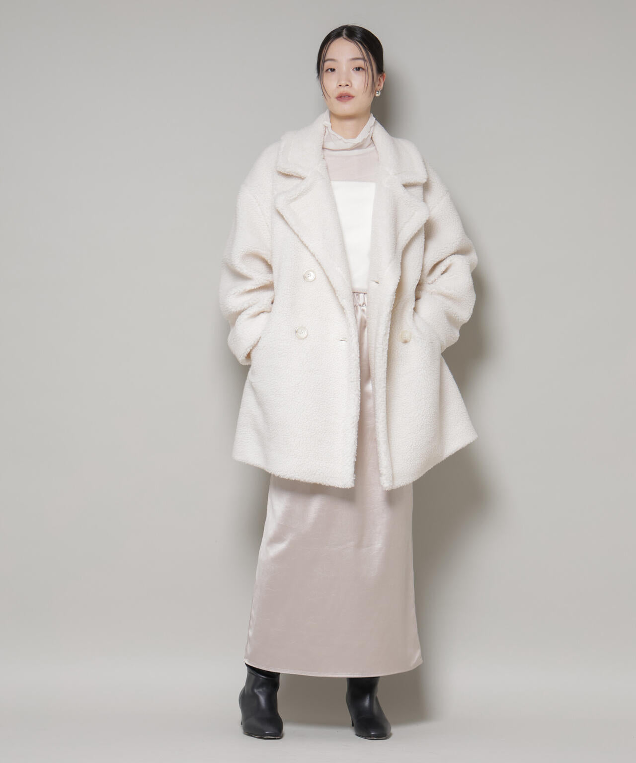ボアワイドダブルボタンコート 6735211307