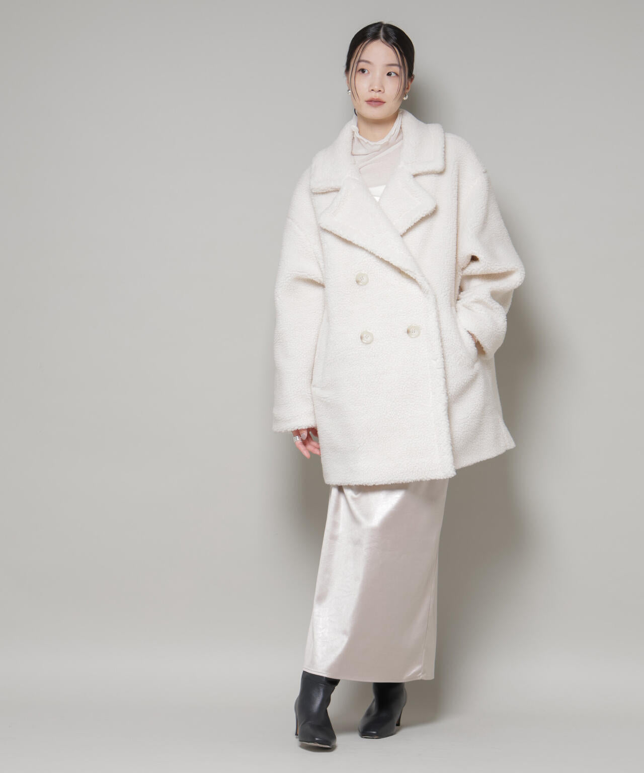 ボアワイドダブルボタンコート 6735211307