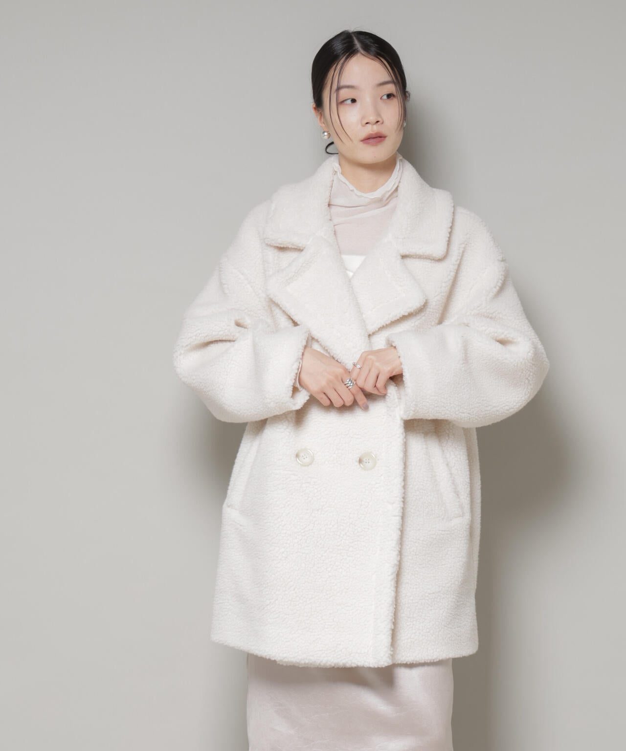 ボアワイドダブルボタンコート 6735211307