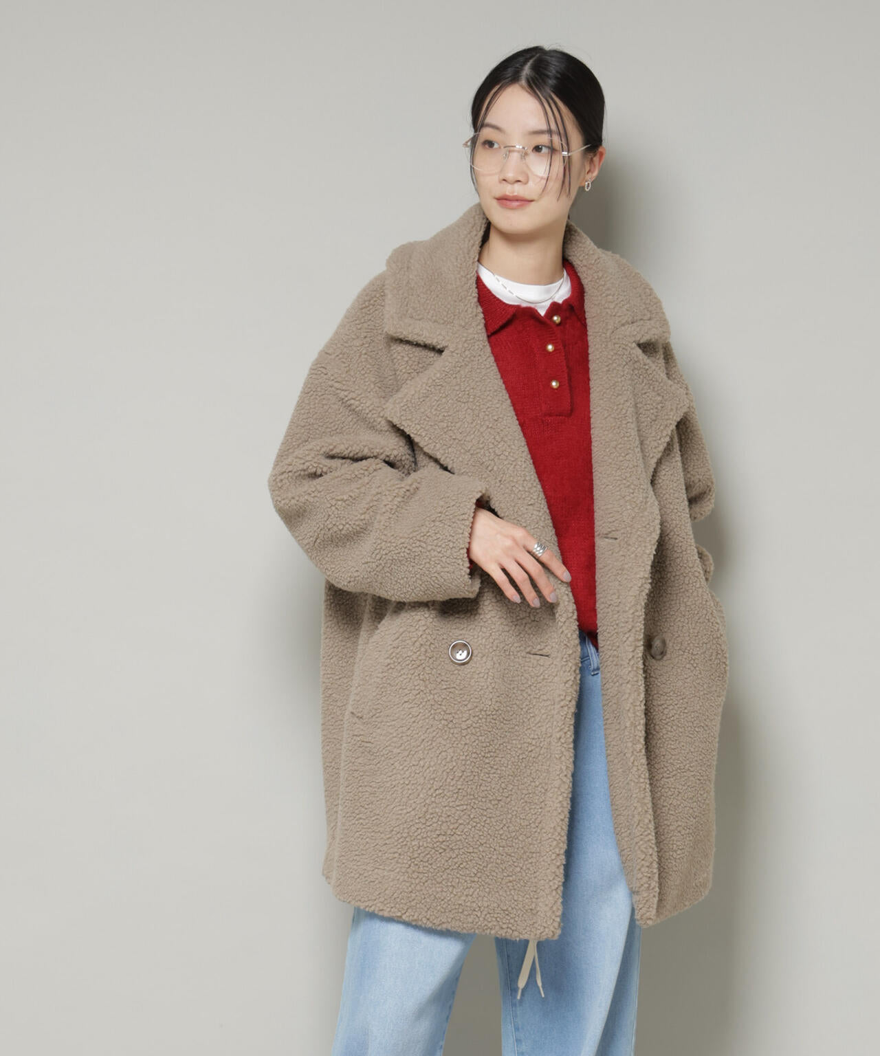 ボアワイドダブルボタンコート 6735211307