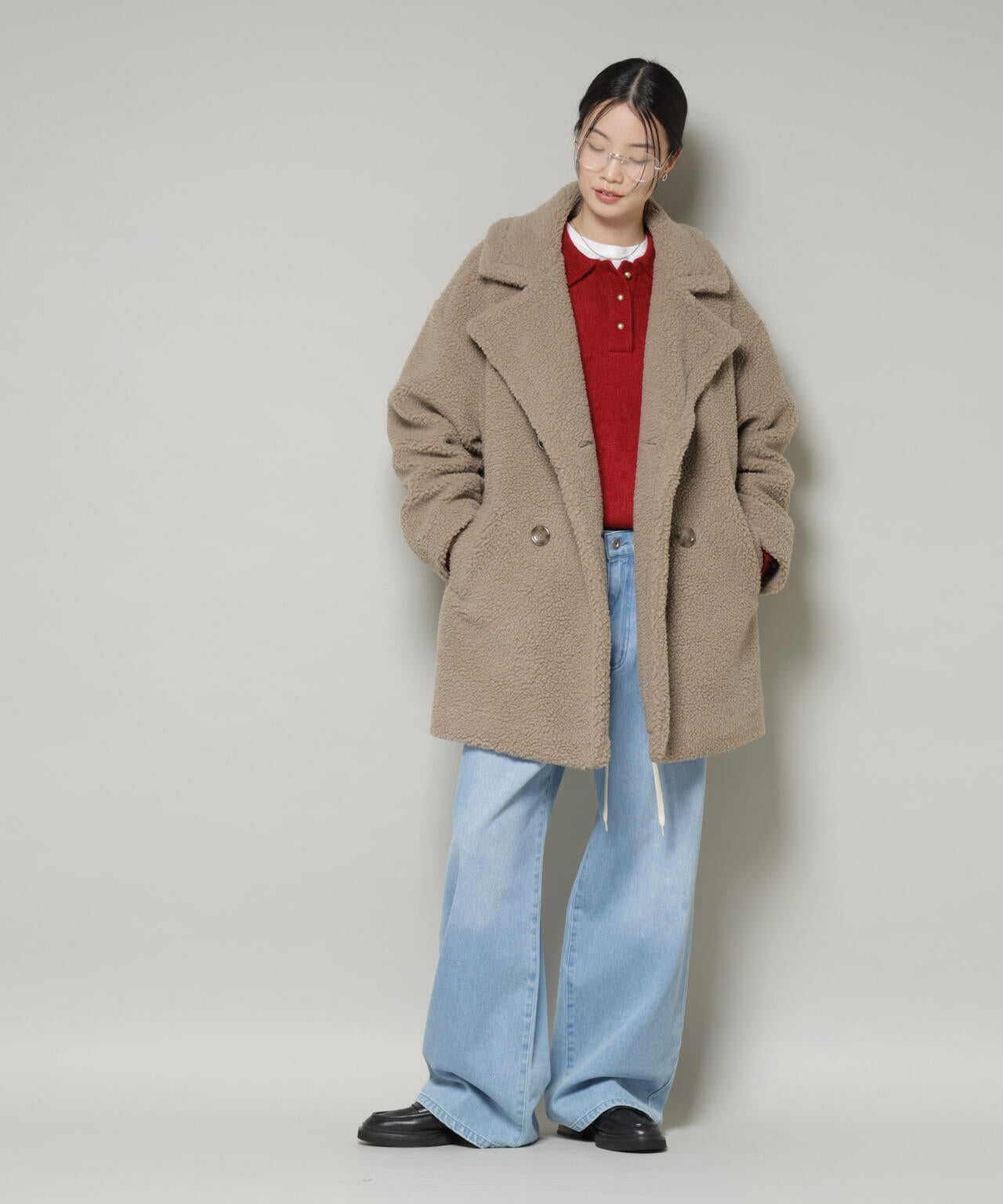 ボアワイドダブルボタンコート 6735211307