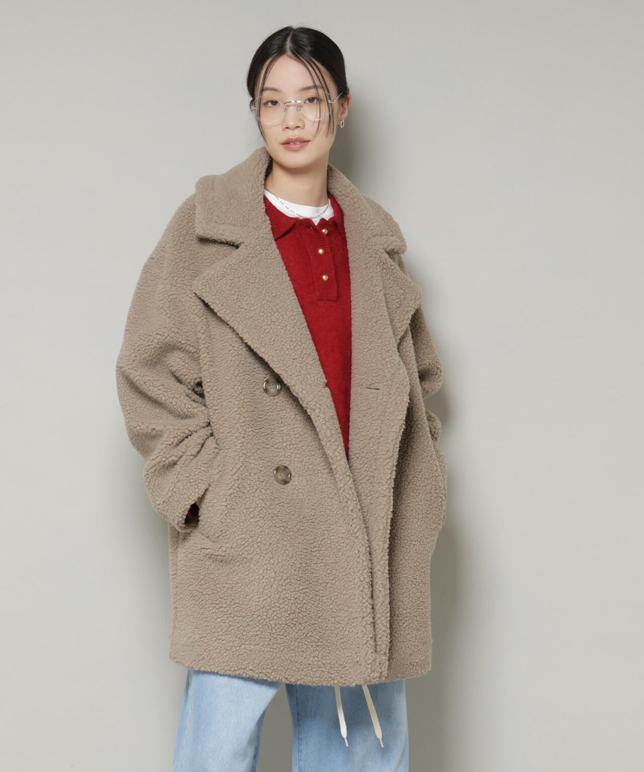 ボアワイドダブルボタンコート 6735211307