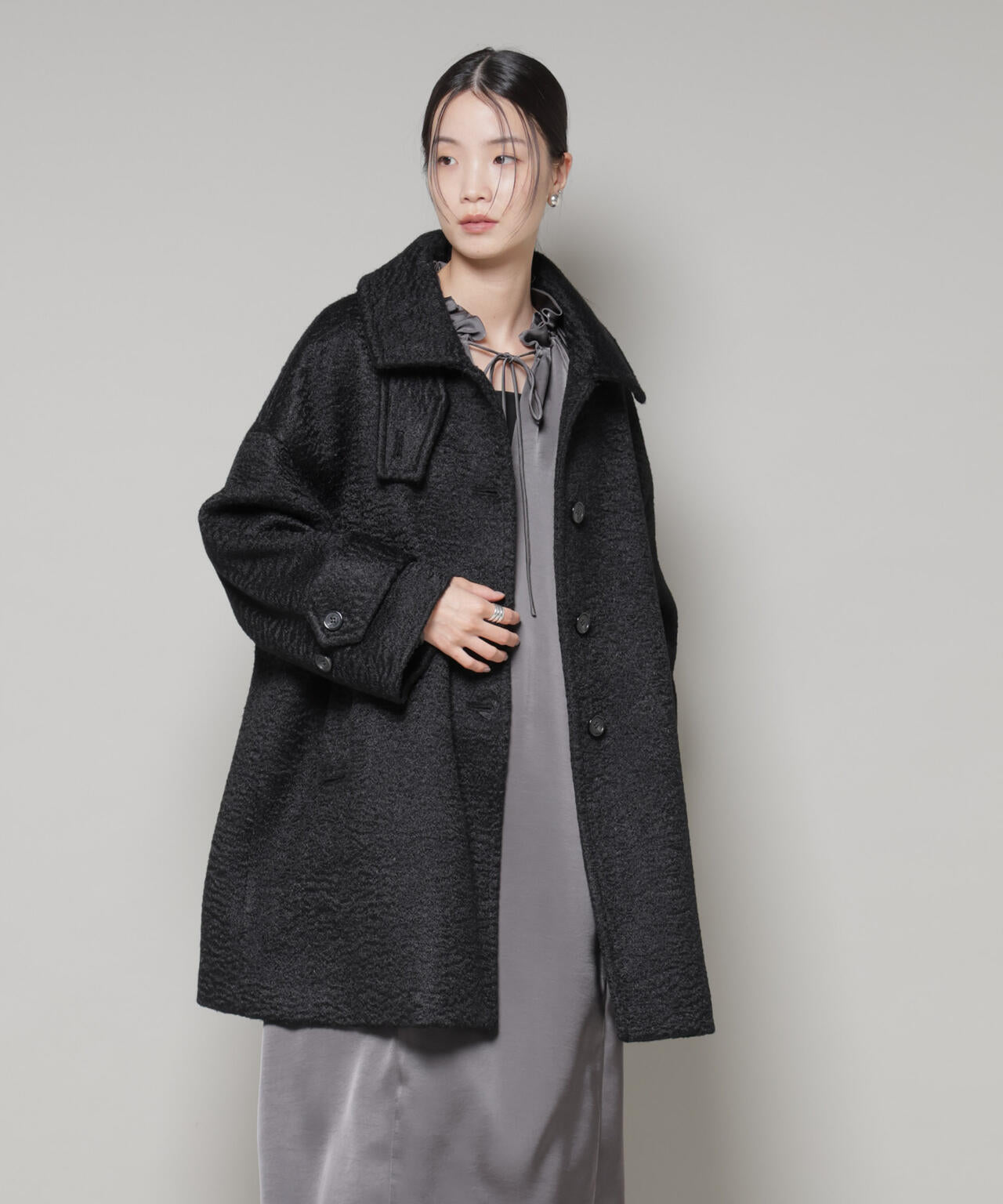 ブークレスタンドカラーミドルコート 6735211309