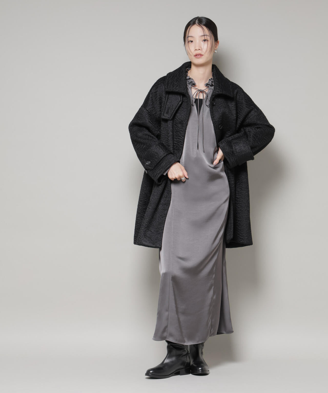 ブークレスタンドカラーミドルコート 6735211309