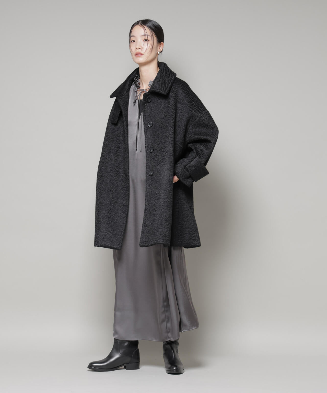 ブークレスタンドカラーミドルコート 6735211309