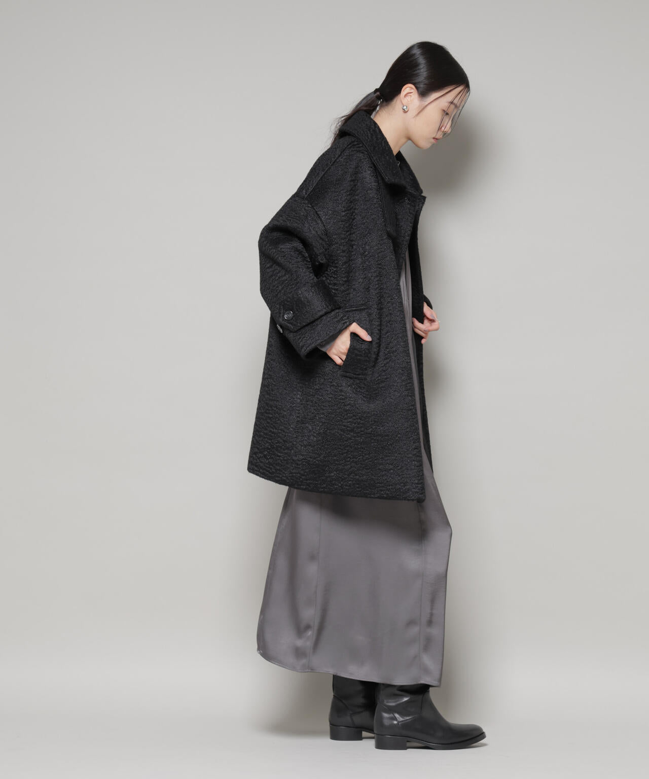 ブークレスタンドカラーミドルコート 6735211309