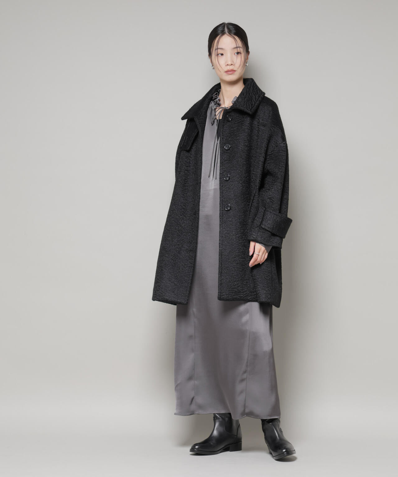 ブークレスタンドカラーミドルコート 6735211309