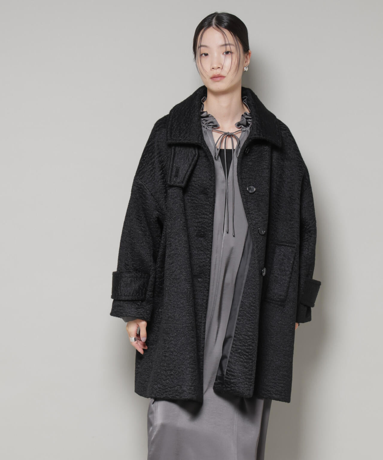 ブークレスタンドカラーミドルコート 6735211309