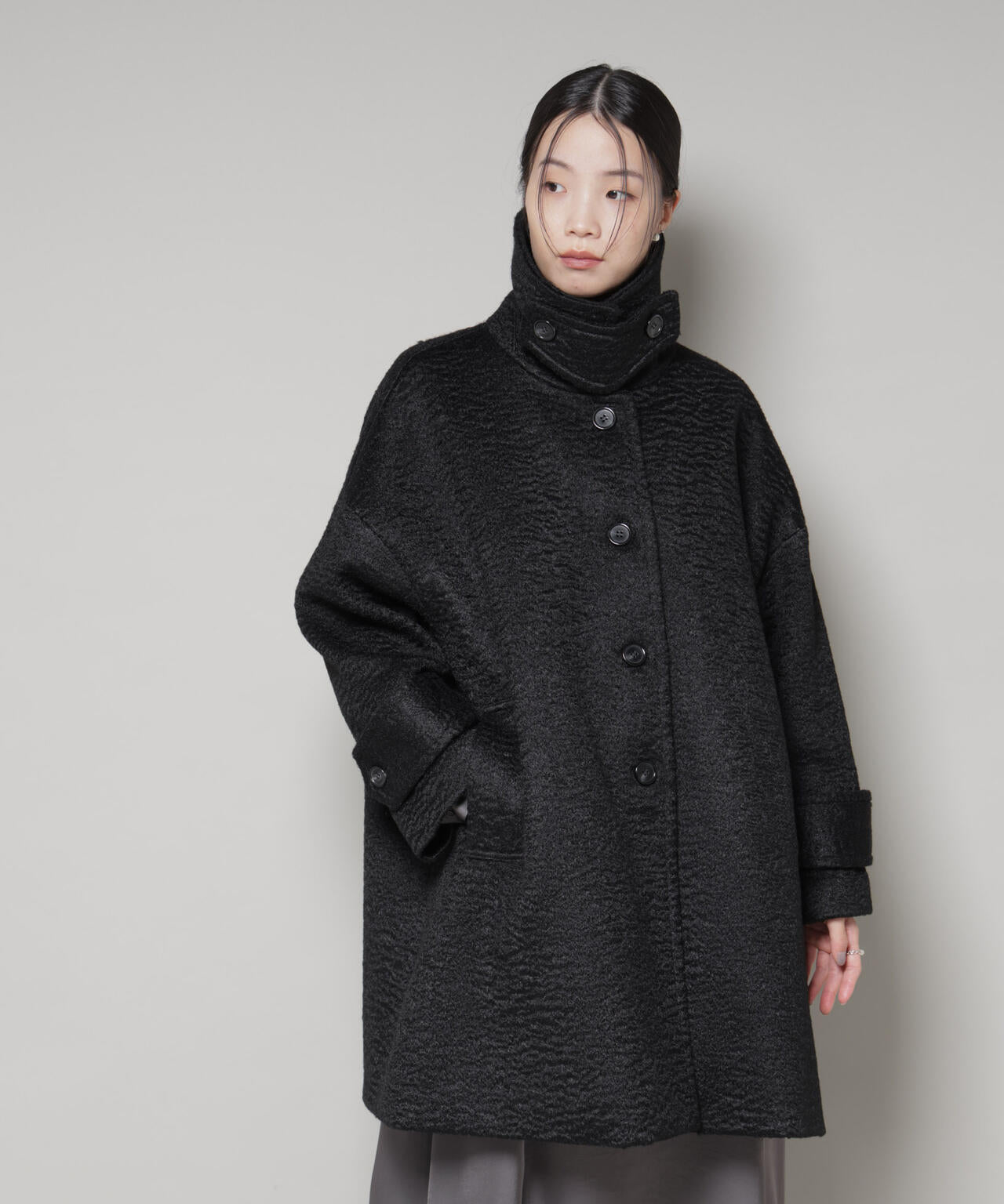 ブークレスタンドカラーミドルコート 6735211309