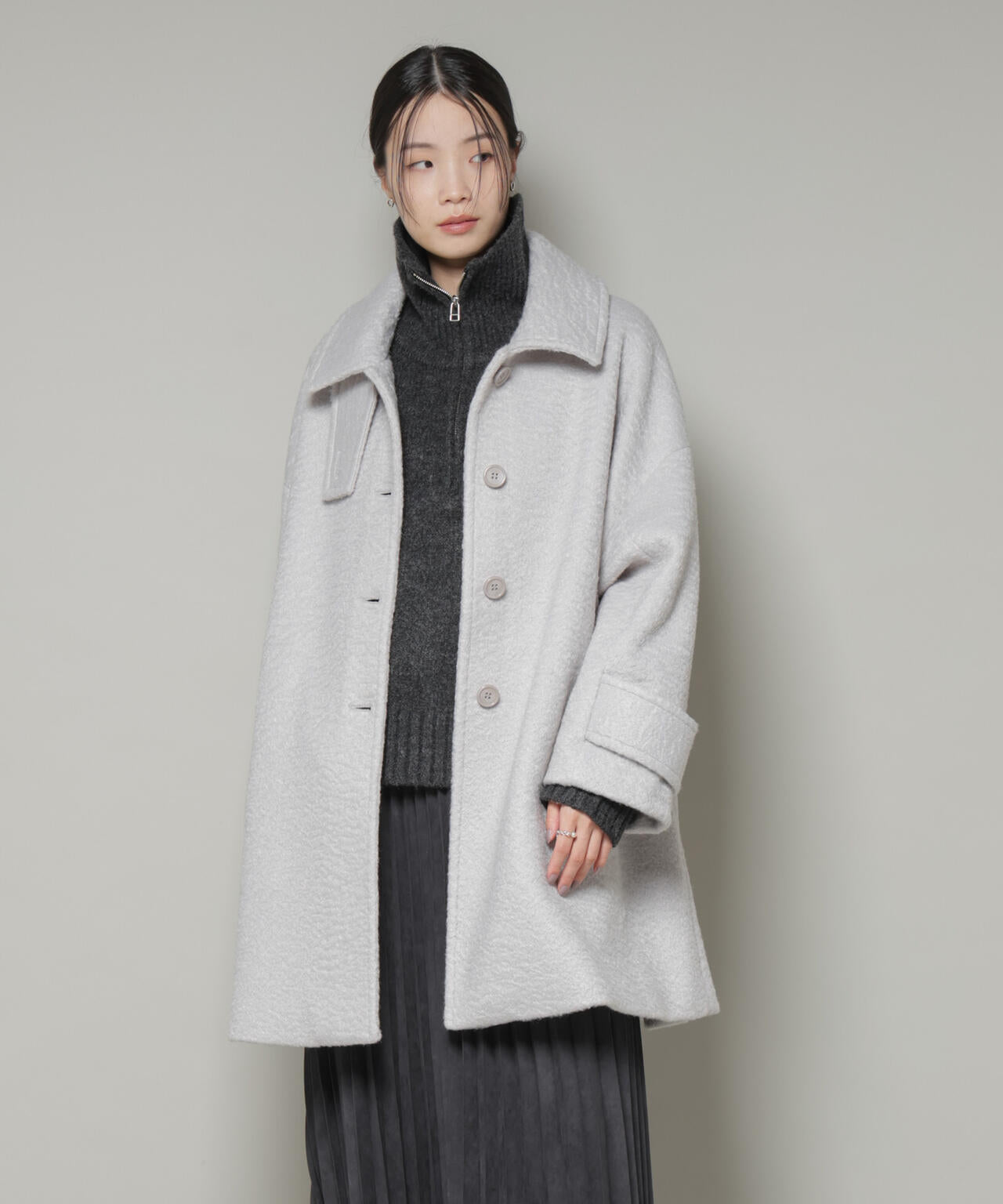 ブークレスタンドカラーミドルコート 6735211309