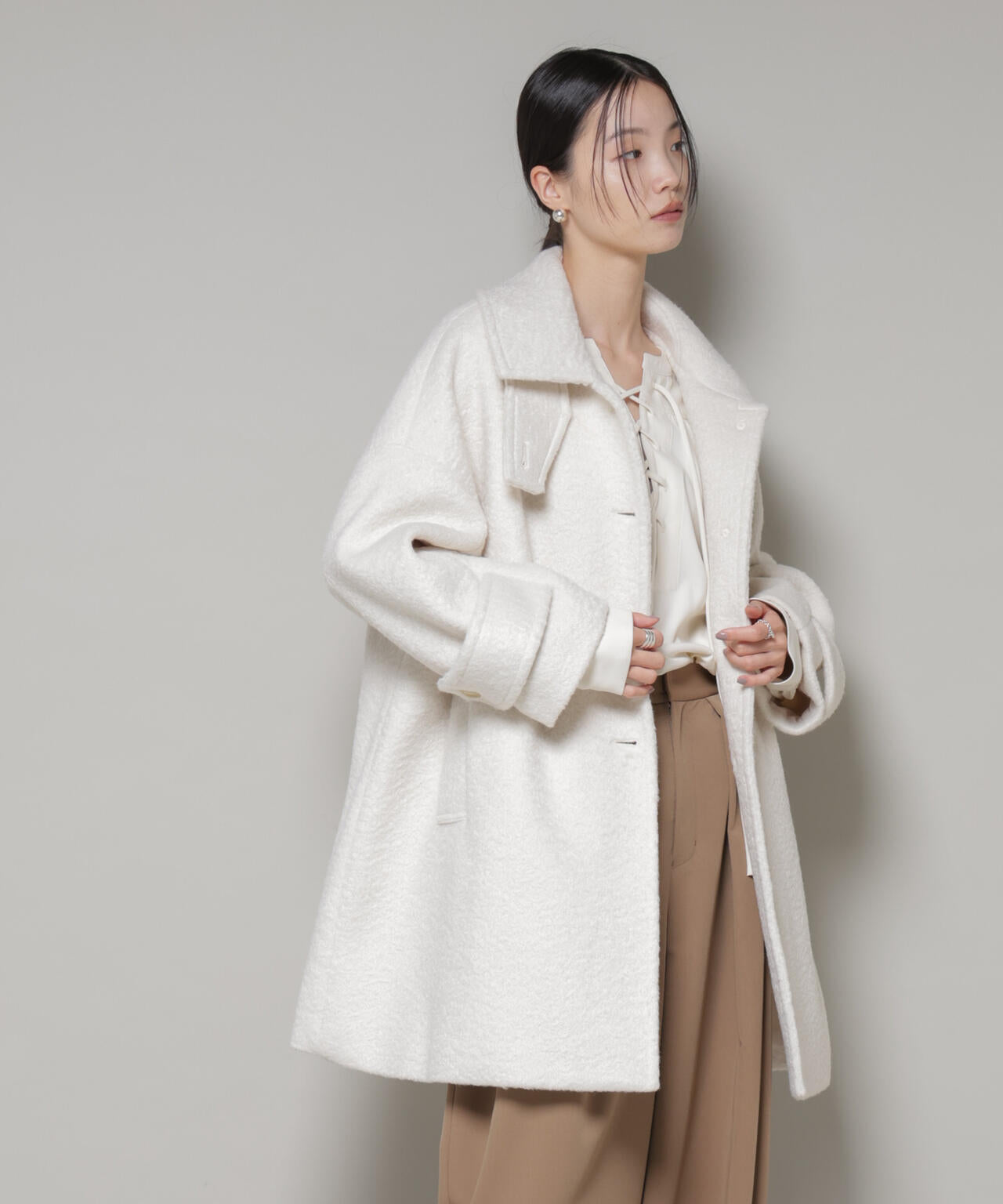 ブークレスタンドカラーミドルコート 6735211309