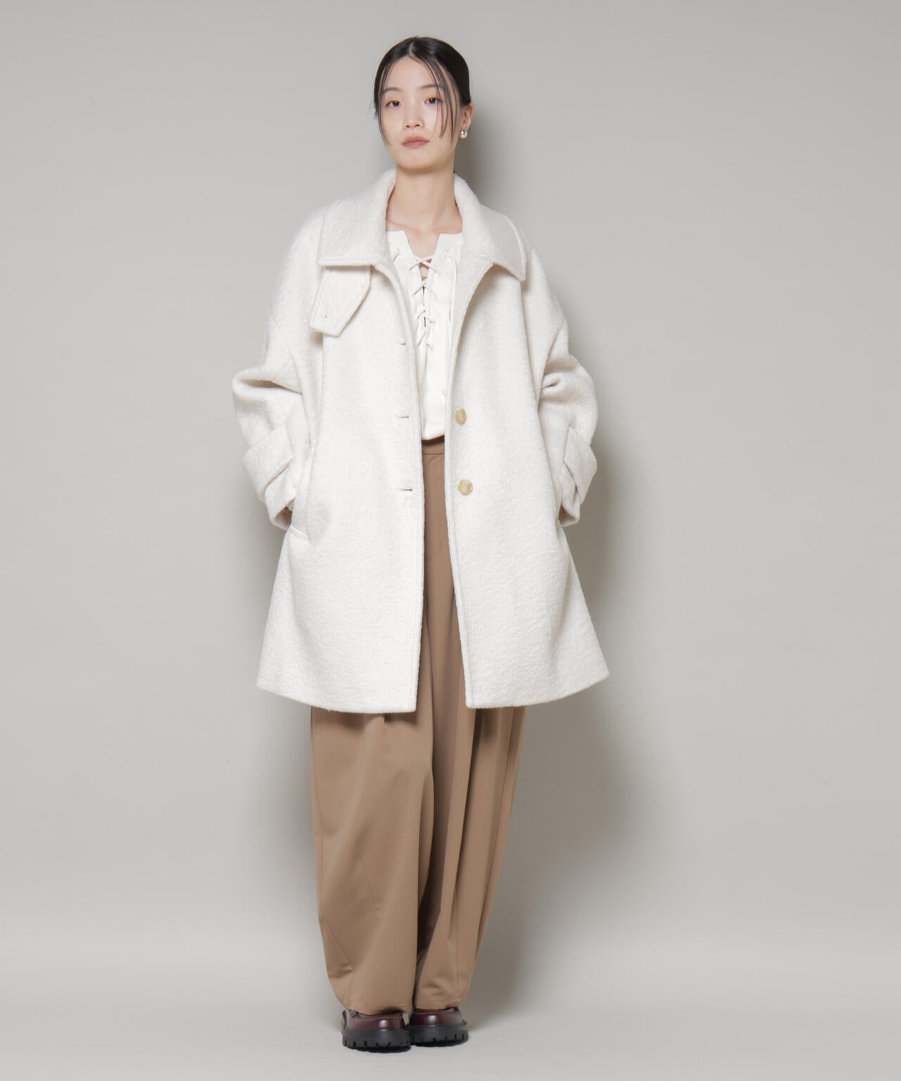 ブークレスタンドカラーミドルコート 6735211309