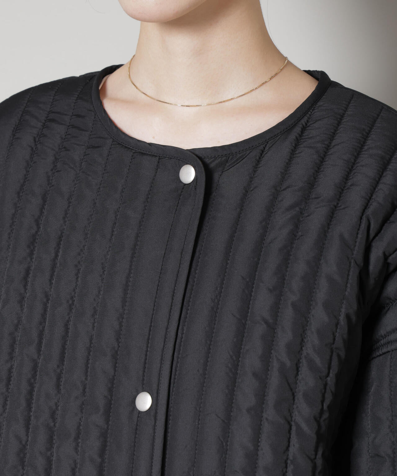 撥水加工 中綿キルティングウエストドロストノーカラーコート 6735211312