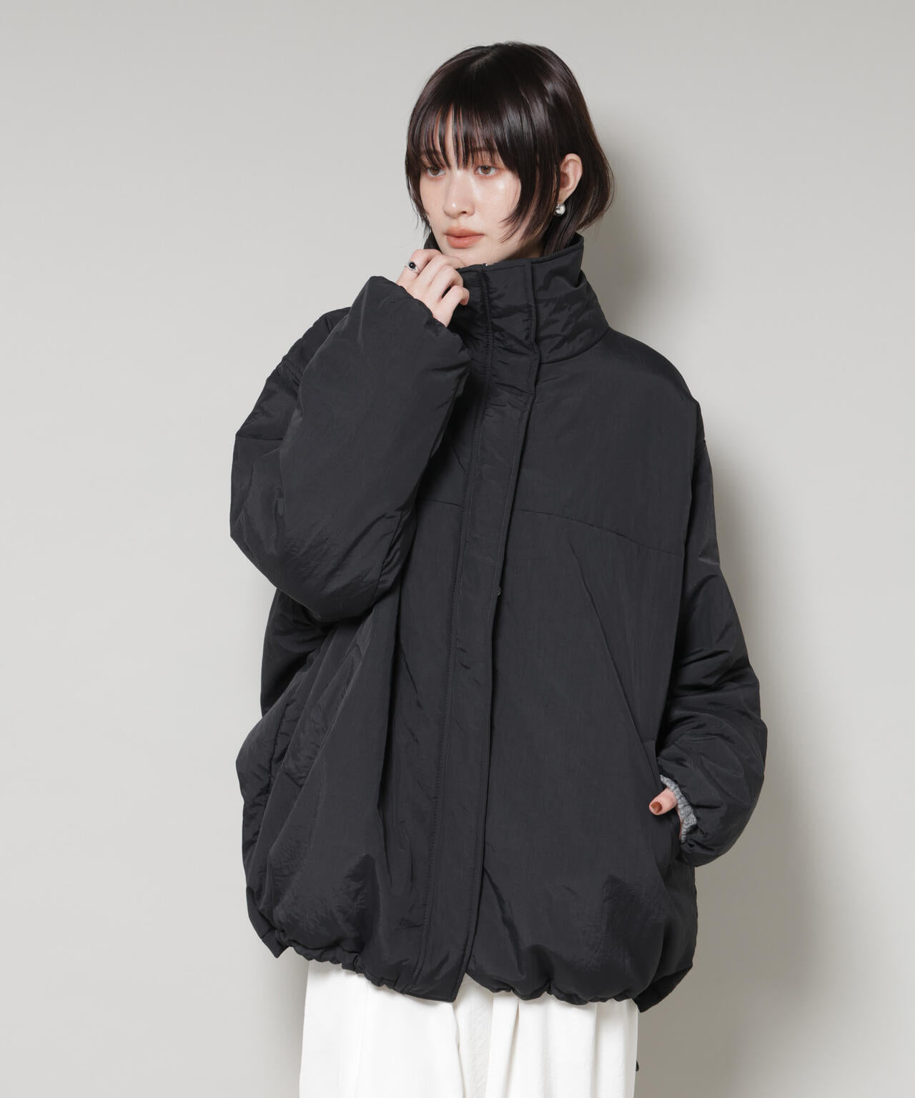 撥水加工 中綿スタンドオーバージップブルゾン 6735212300