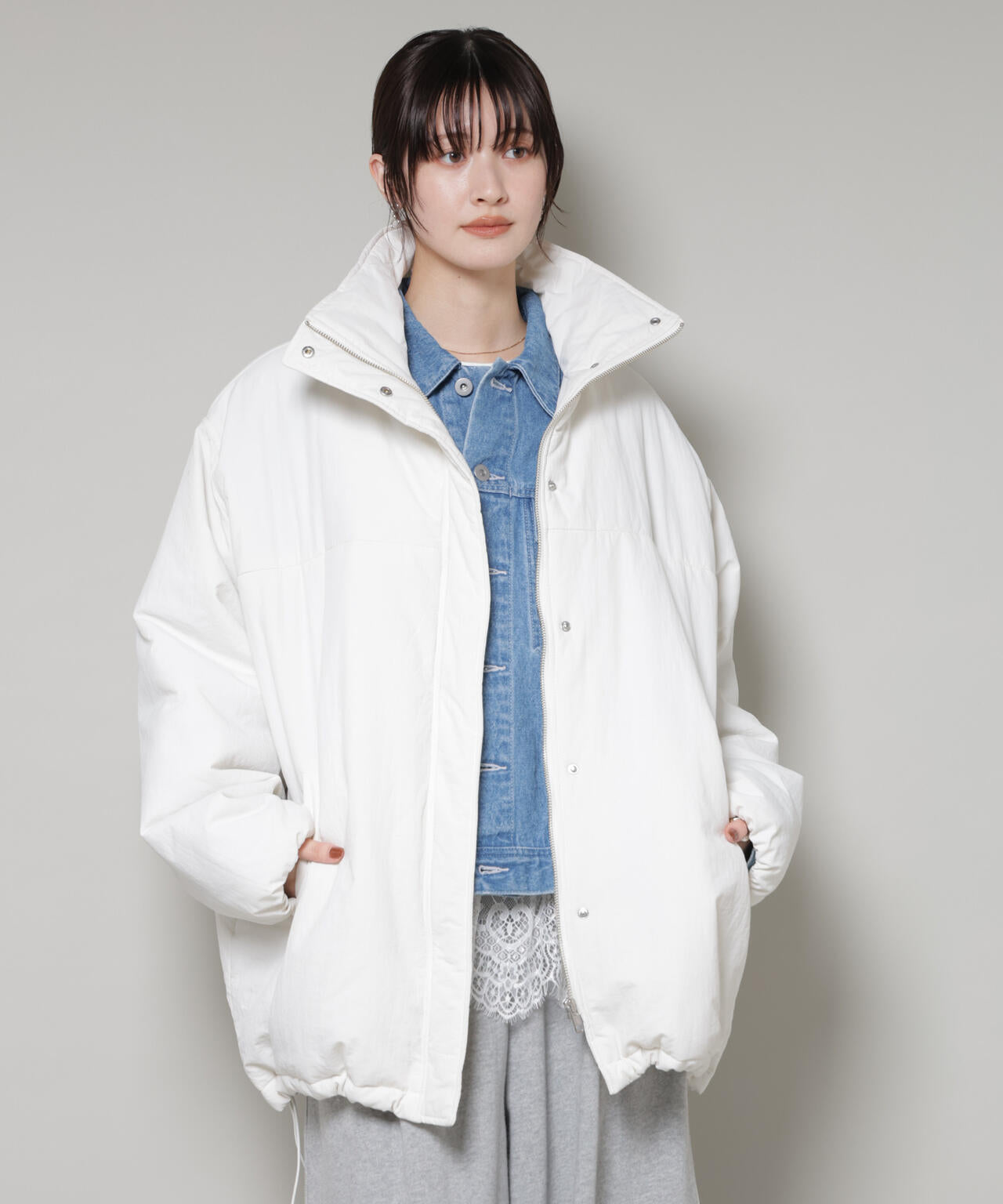 撥水加工 中綿スタンドオーバージップブルゾン 6735212300