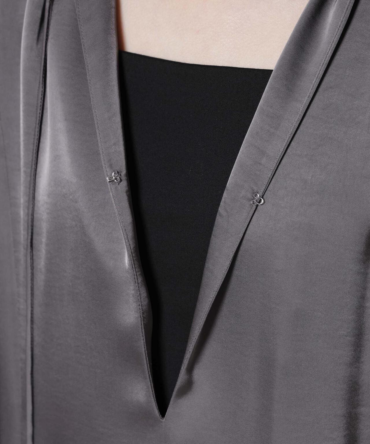 シャーリングギャザースリーブサテンマキシワンピース 6735219322