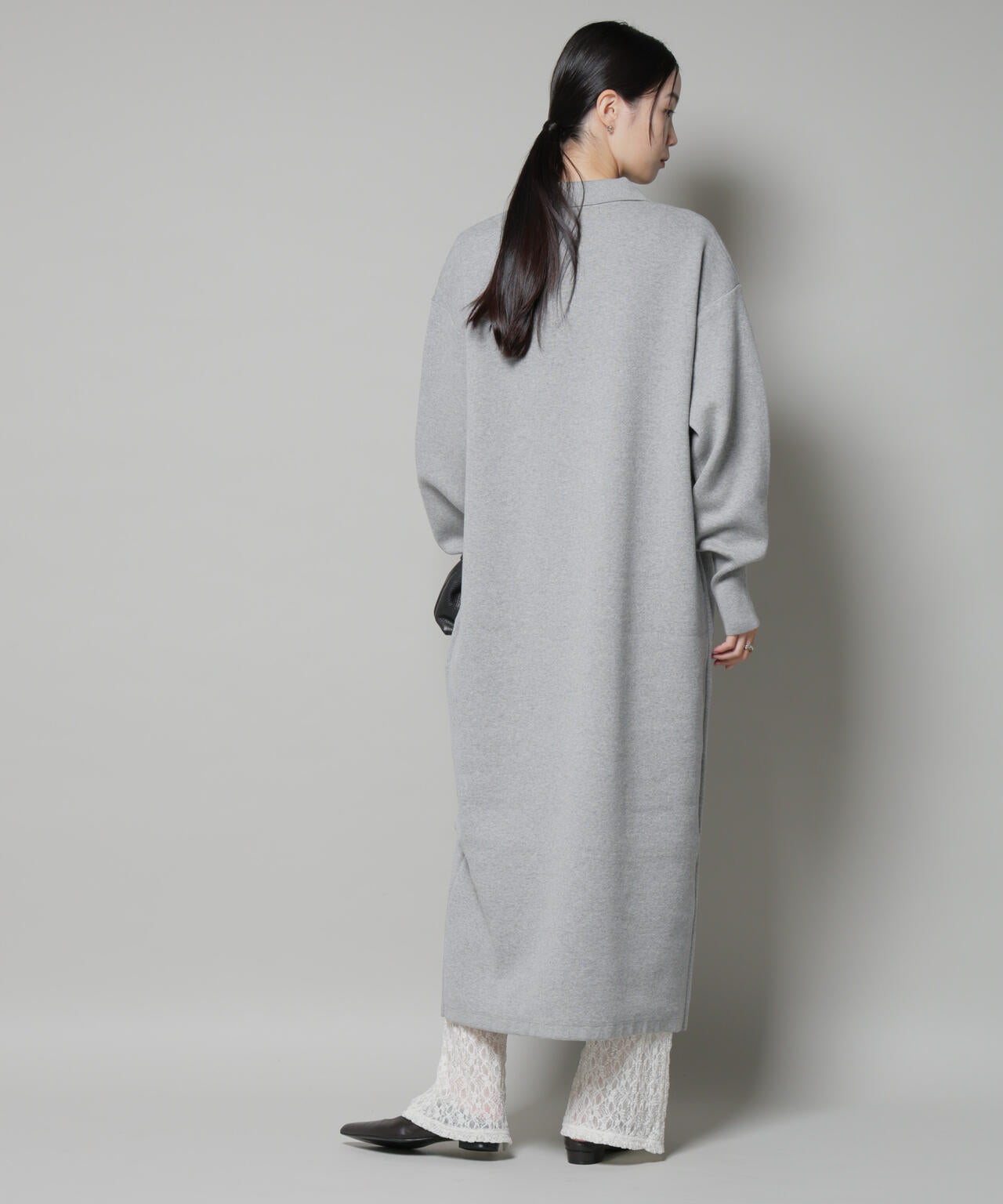 スウェットライク衿付きスキッパーニットワンピース 6735219328