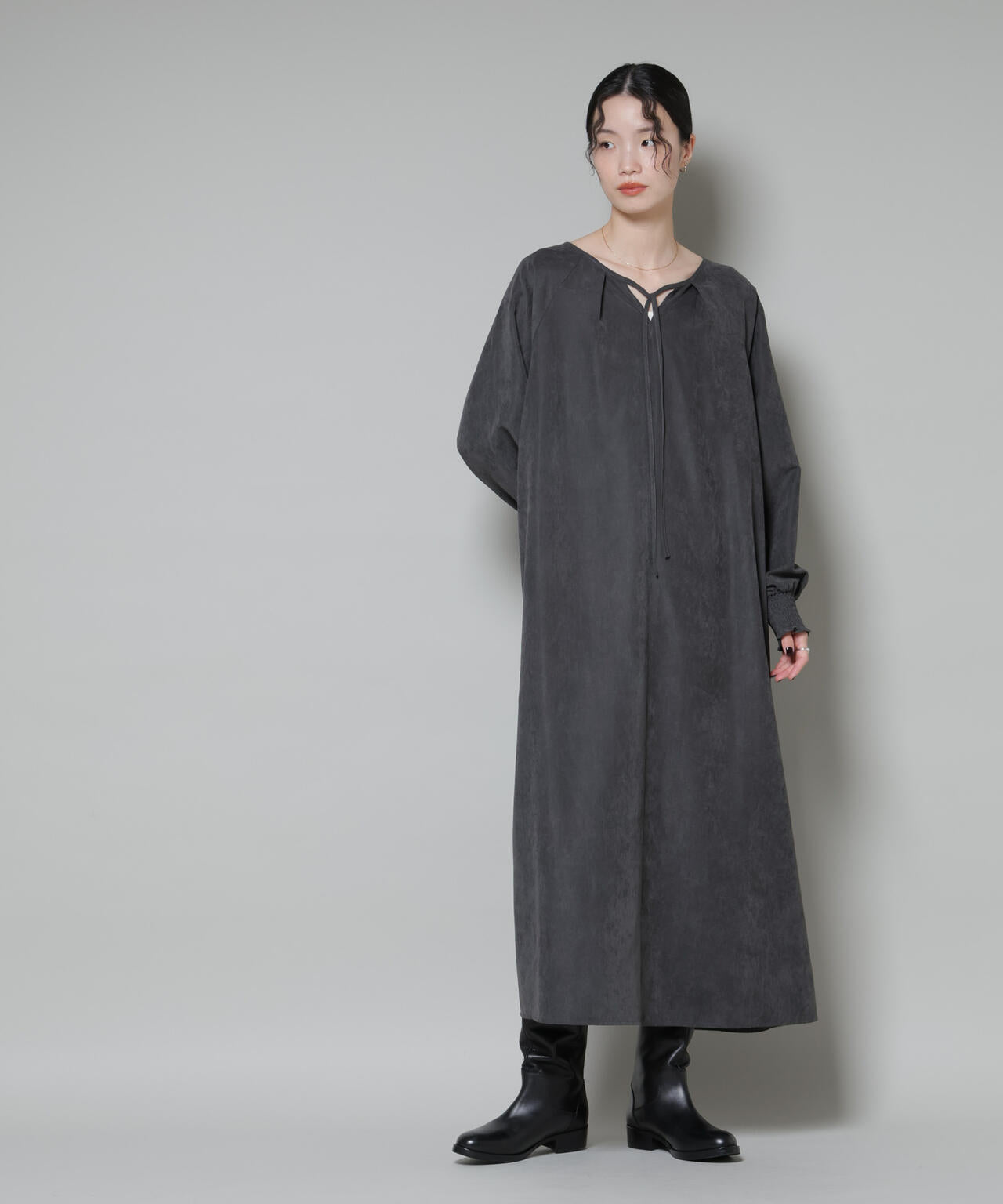 取り外し可能ラッフルカラー付きピーチフレアワンピース 6735219329