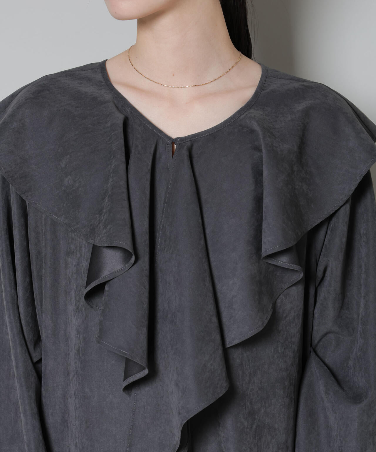 取り外し可能ラッフルカラー付きピーチフレアワンピース 6735219329