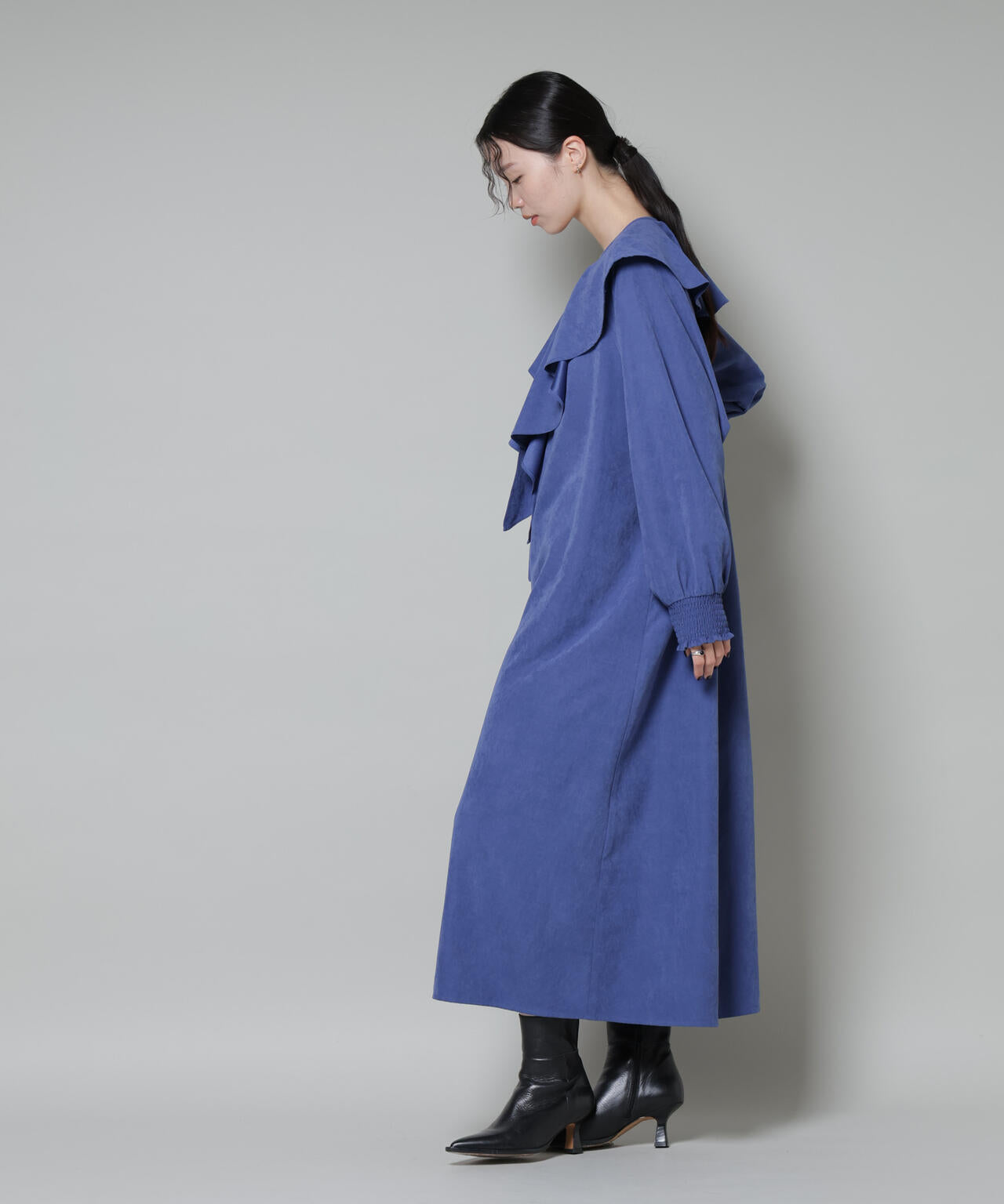 取り外し可能ラッフルカラー付きピーチフレアワンピース 6735219329