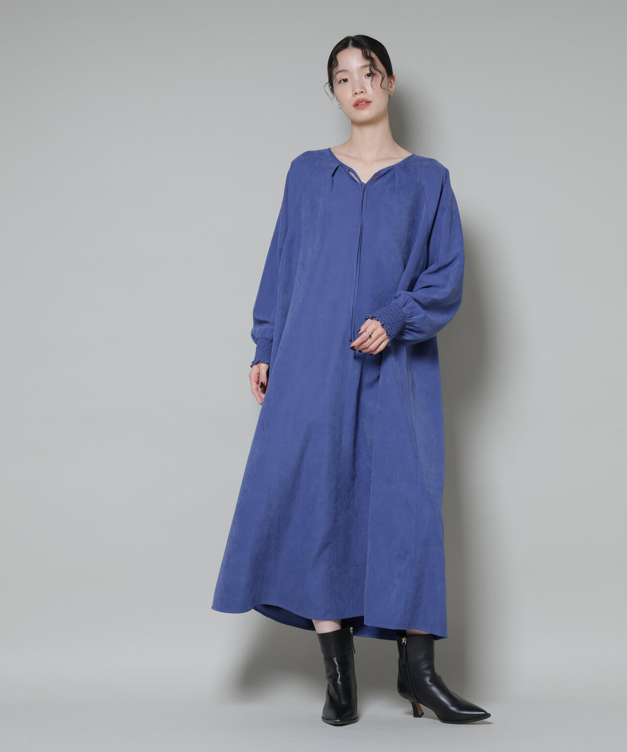 取り外し可能ラッフルカラー付きピーチフレアワンピース 6735219329