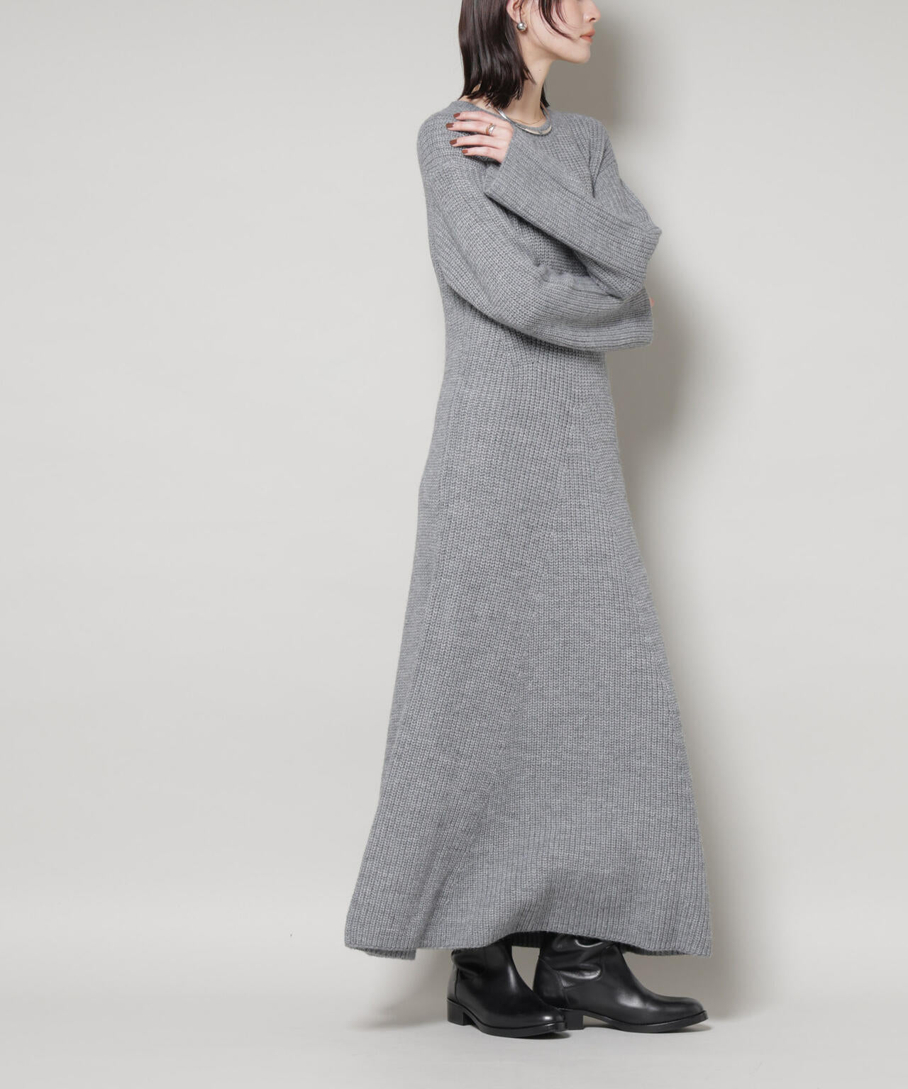 片畦フレアニットワンピース 6735219332