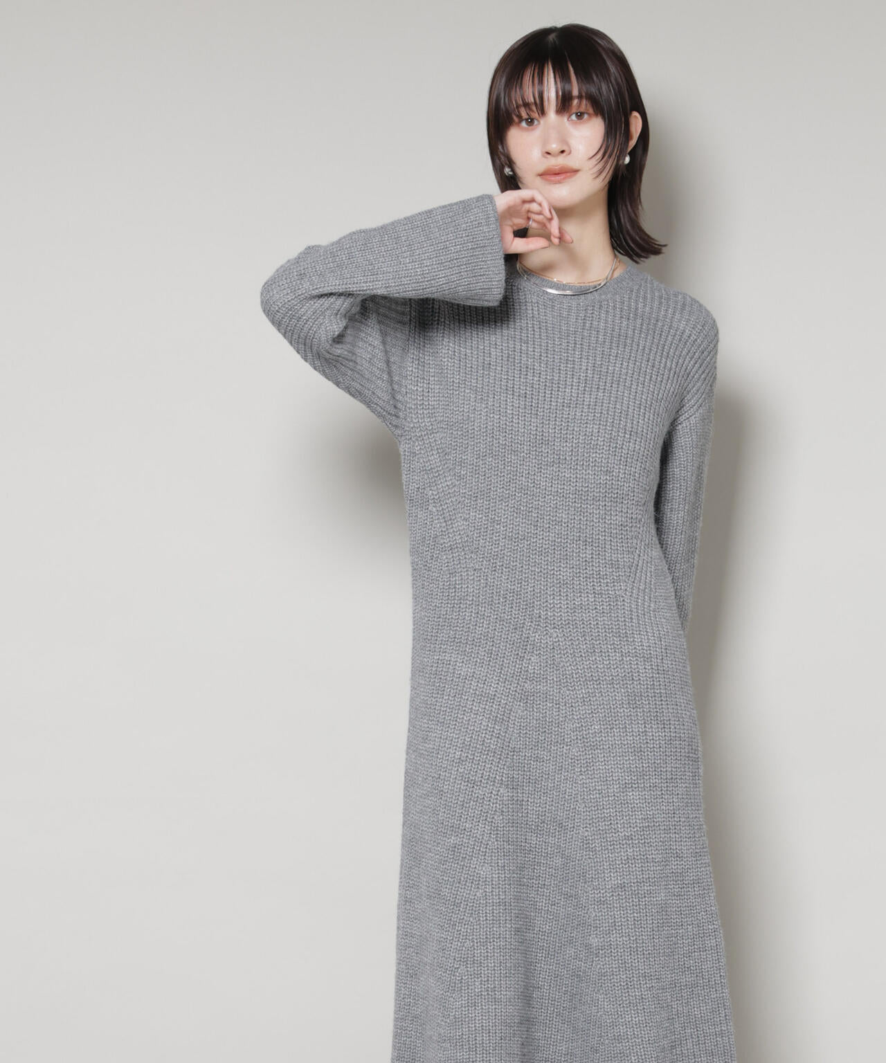 片畦フレアニットワンピース 6735219332