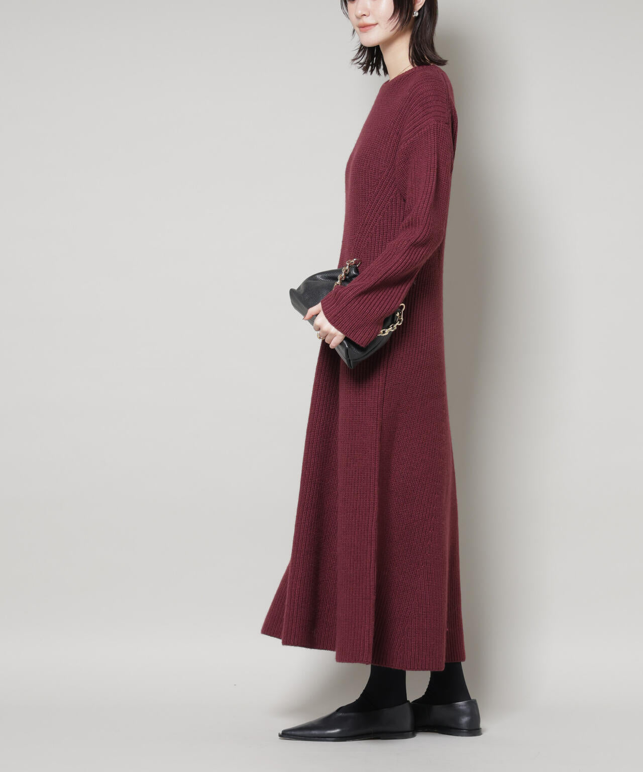 片畦フレアニットワンピース 6735219332