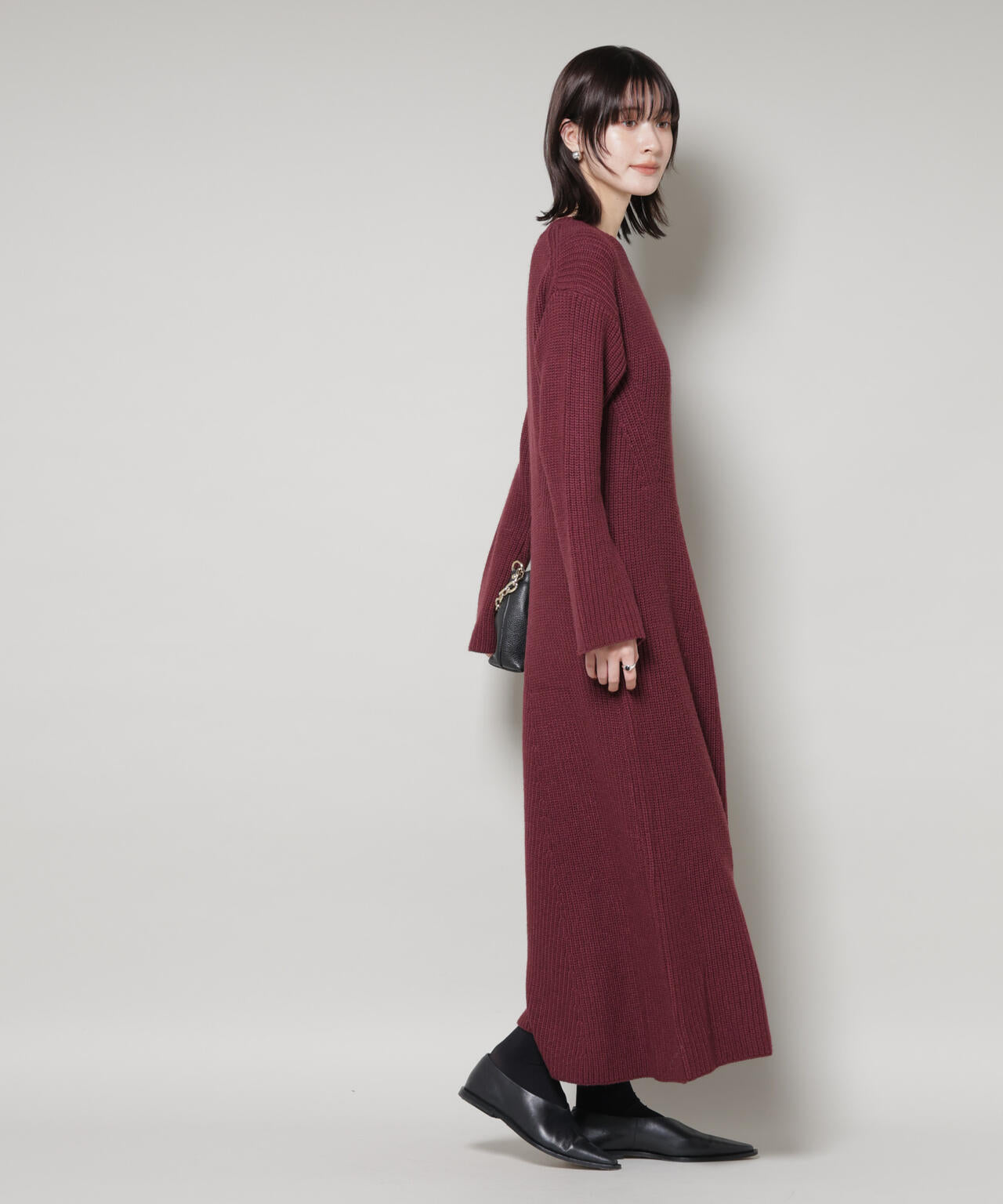 片畦フレアニットワンピース 6735219332