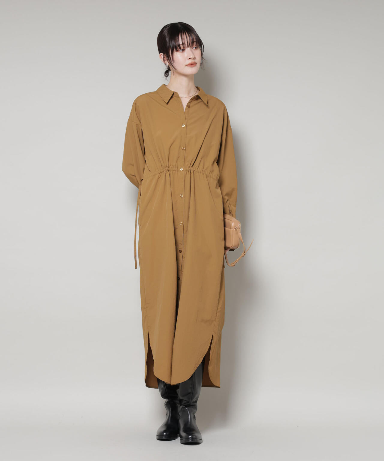 ナイロンタッサードロストシャツワンピース 6735219334