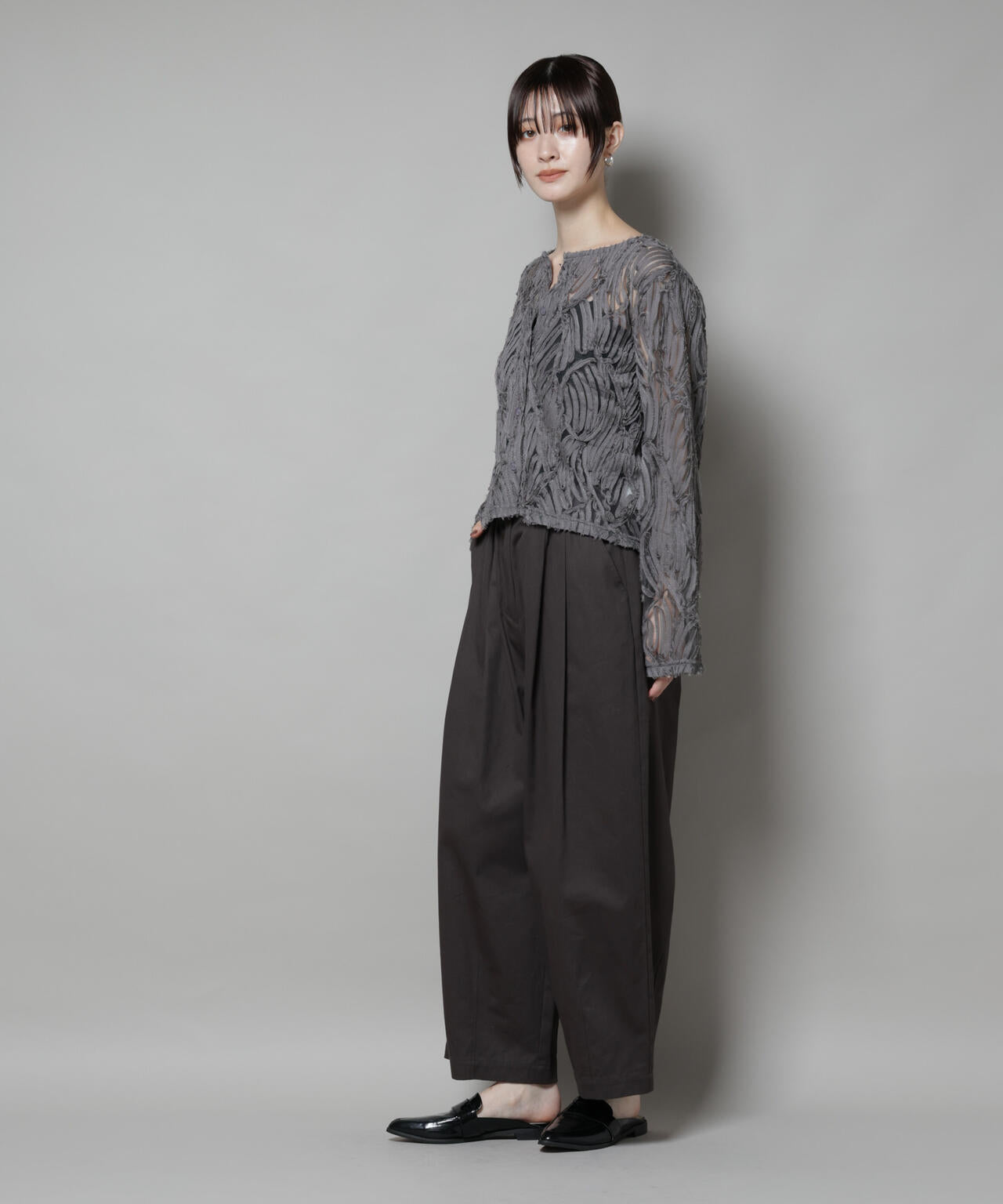 テープ刺繍チュール前後2wayカーディガン(セットアップ可) 6735220301