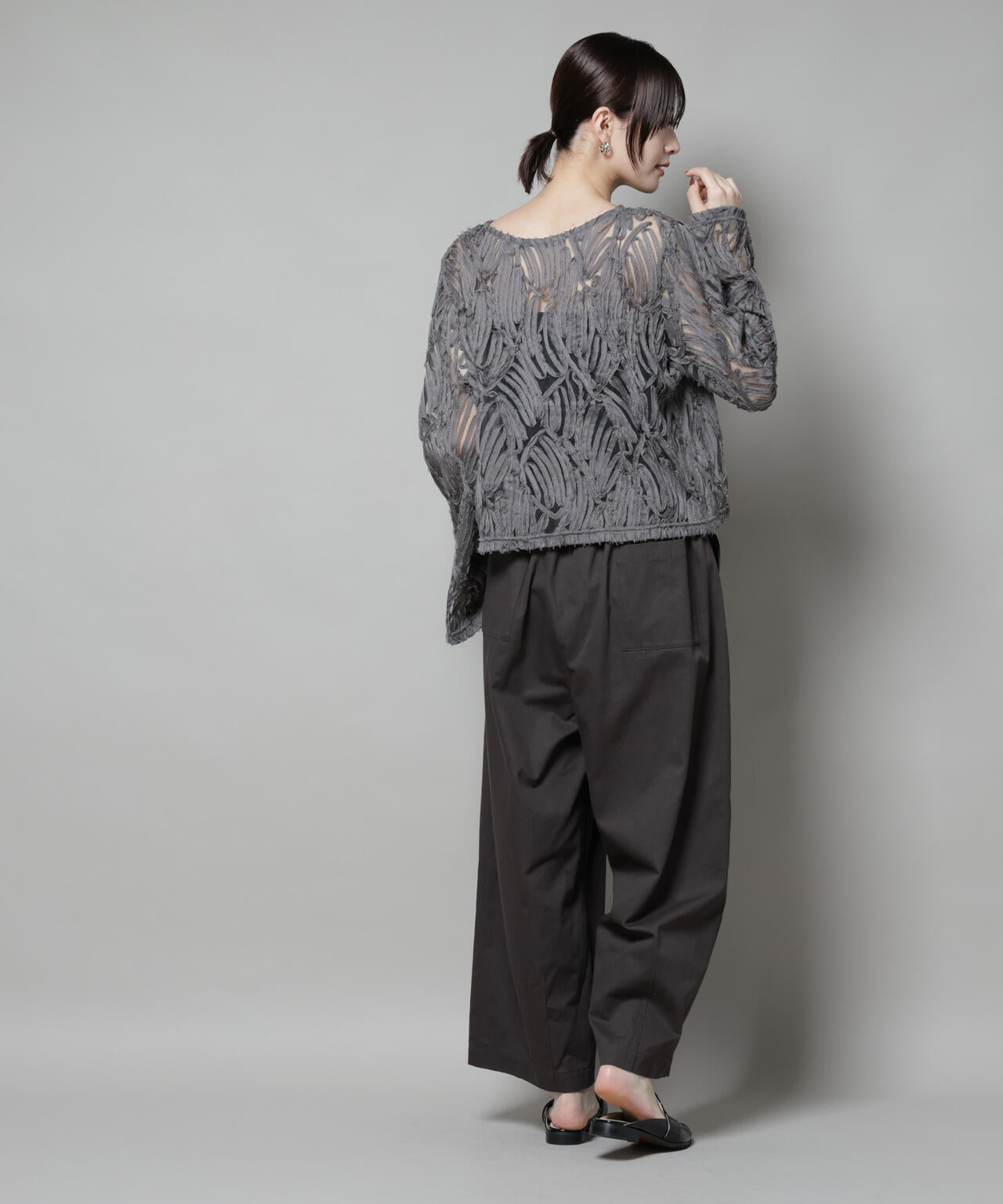テープ刺繍チュール前後2wayカーディガン(セットアップ可) 6735220301
