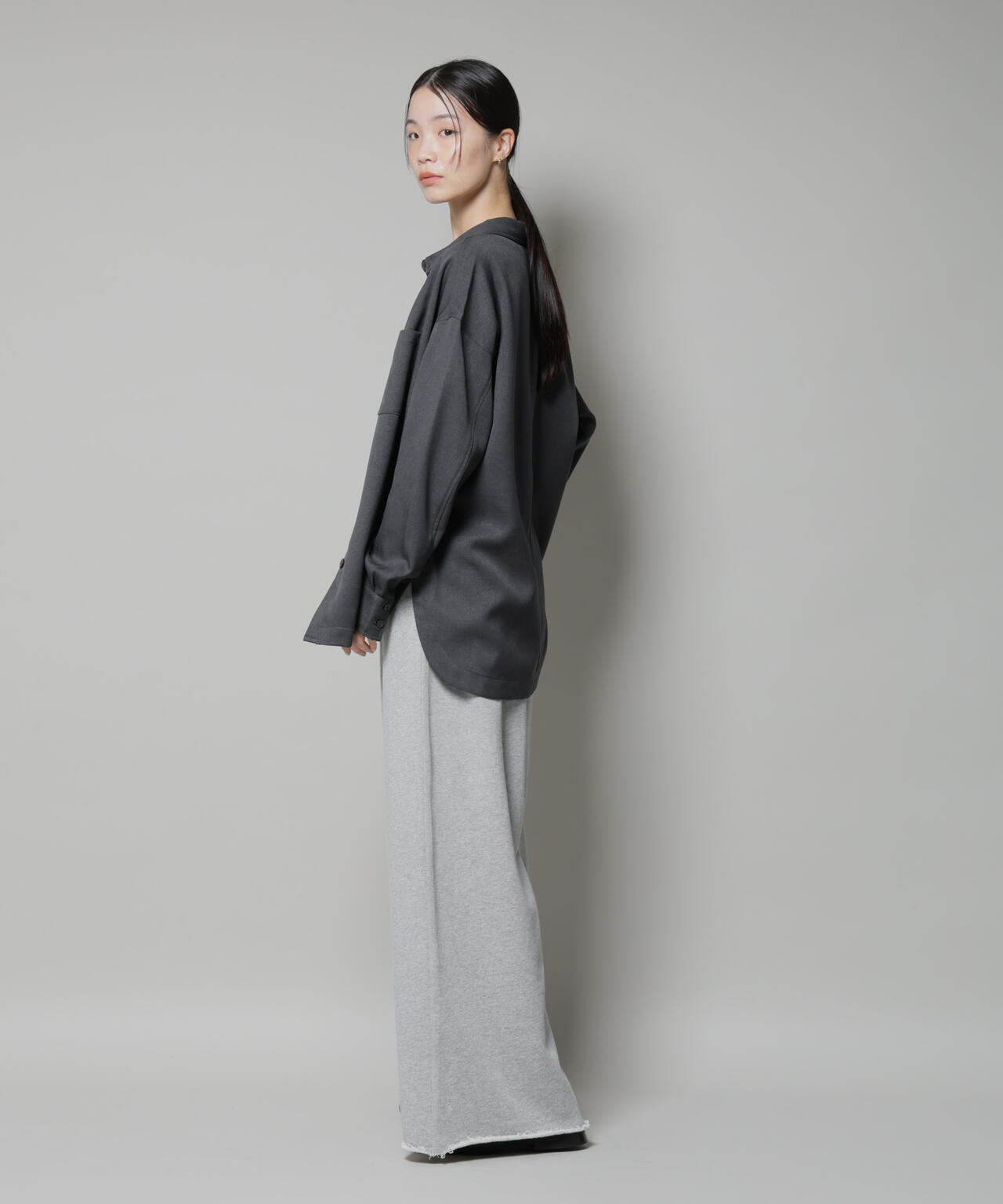 ウールライクポリエステルワイドシルエットシャツ(セットアップ可) 6735220313