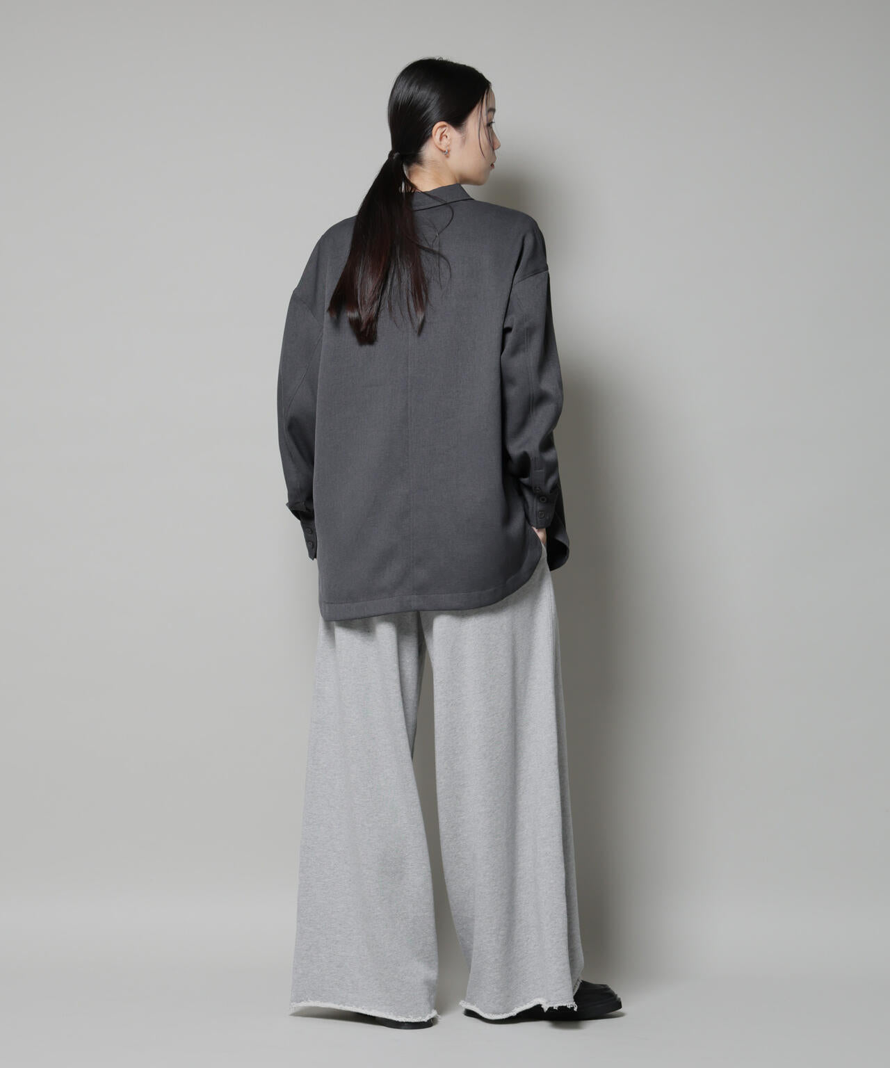 ウールライクポリエステルワイドシルエットシャツ(セットアップ可) 6735220313